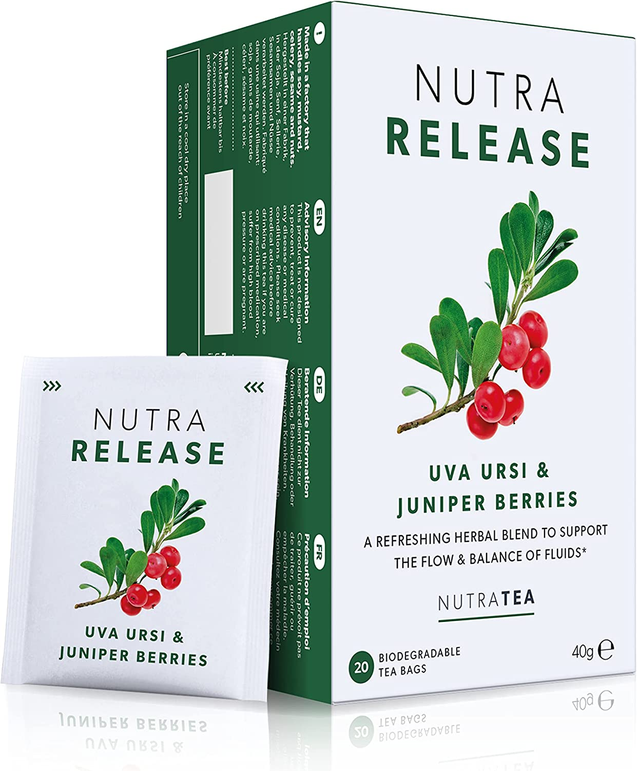 NUTRARELEASE - Water Retention Tea | Bloated Stomach Tea - Natural Diuretic for Water Balance - Includes Dandelion Root & Bearberry - 40 Enveloped Tea Bags - by Nutra Tea - Herbal Tea - (2 Pack) image number 3