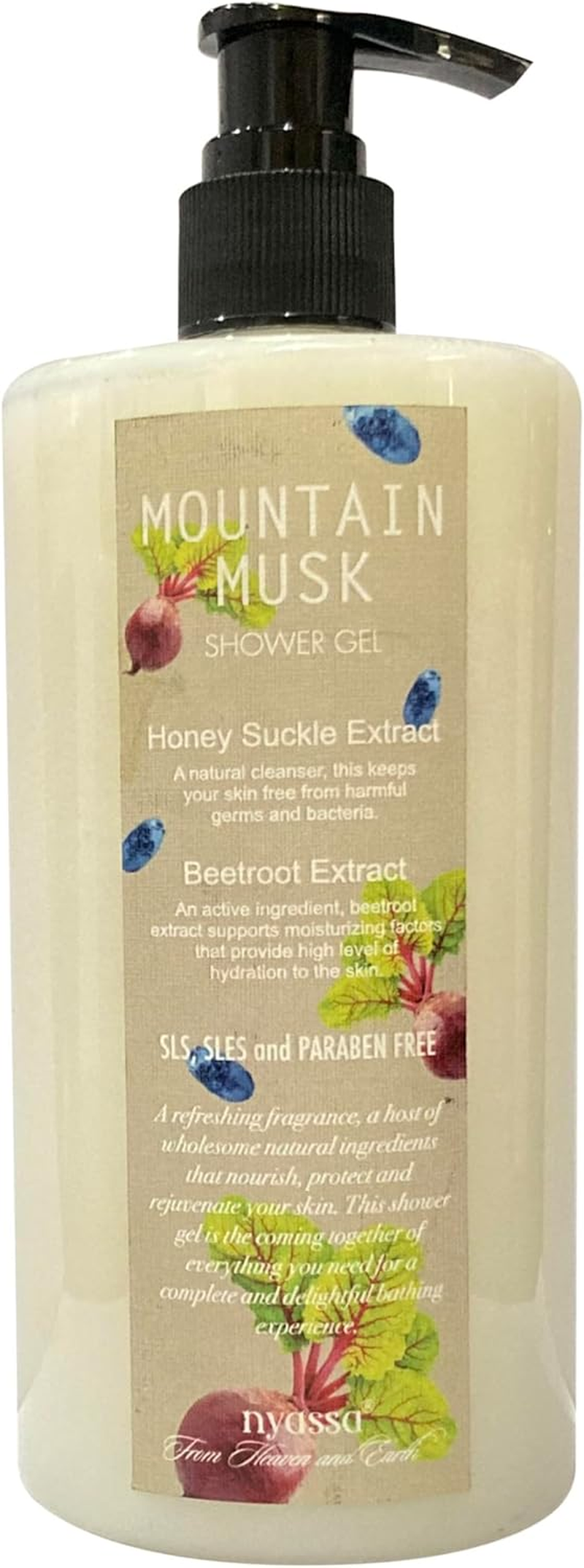 Nyassa Mountain Musk Shower Gel 500 Ml with Honeysuckle and Beetroot Extracts. Natural Product. No Parabens,Sulphates (SLS,SLES), Pthalates, Silicons, Petroleum.Cruelty Free image number 2