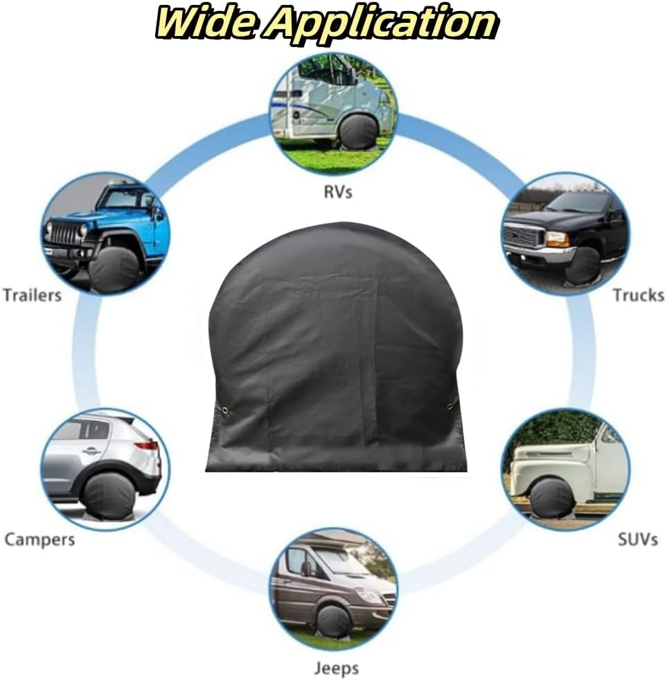 Set of 4 Tire Covers,Waterproof Aluminum Film Tire Sun Protectors,Weatherproof Tire Protectors 27-29Inches image number 4