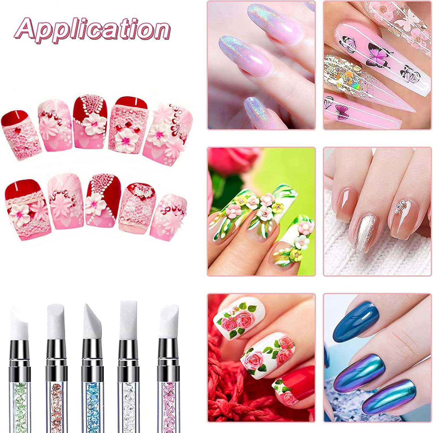 Nail Design Brushes Set, Nail Design Design Pen Painting Tools with Nail Extension Brush, 2 Ended Nail Design Dotting Tool Set Manicure Drill Drawing Nails Brush Pen for Nail Design Salon at Home - 2 image number 5