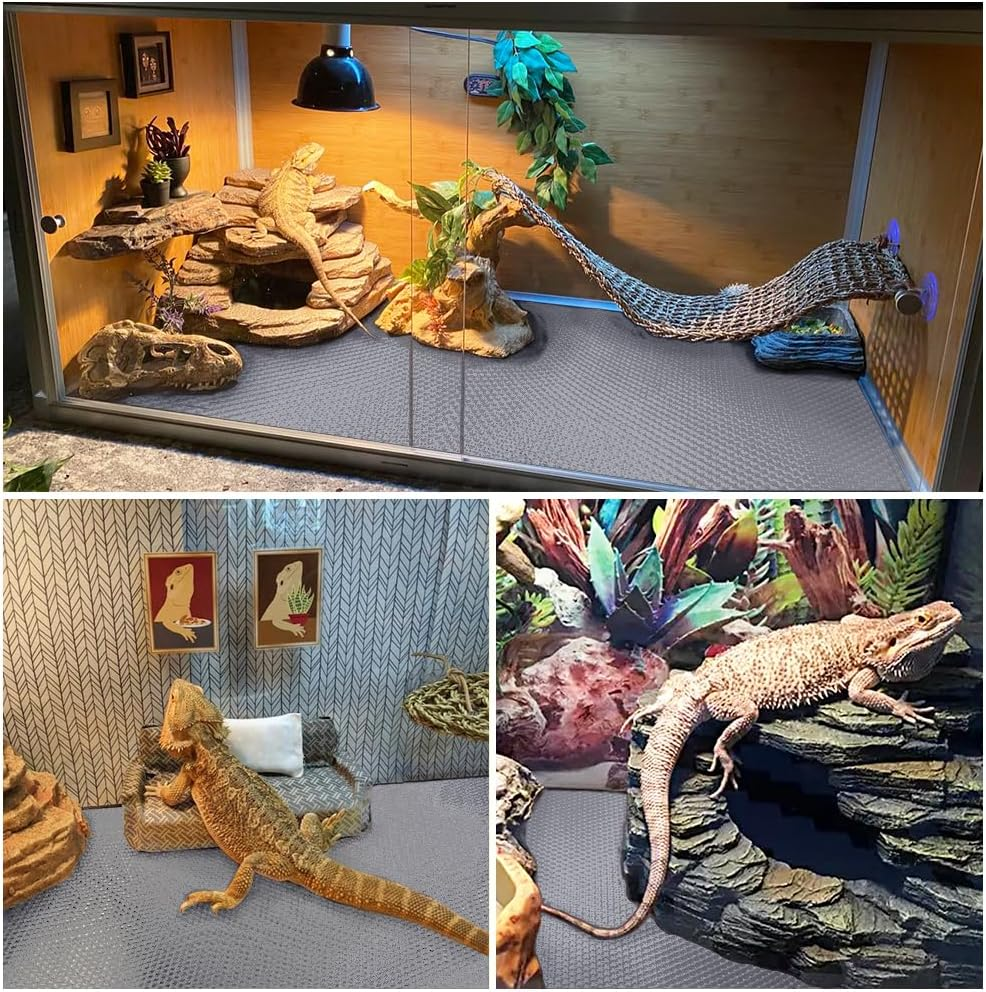 TCYPUHL Reptile Carpet, Reptile Mat, Bearded Dragon, Leopard Gecko Substrate,Bearded Dragon Tank Flooring Grey image number 3