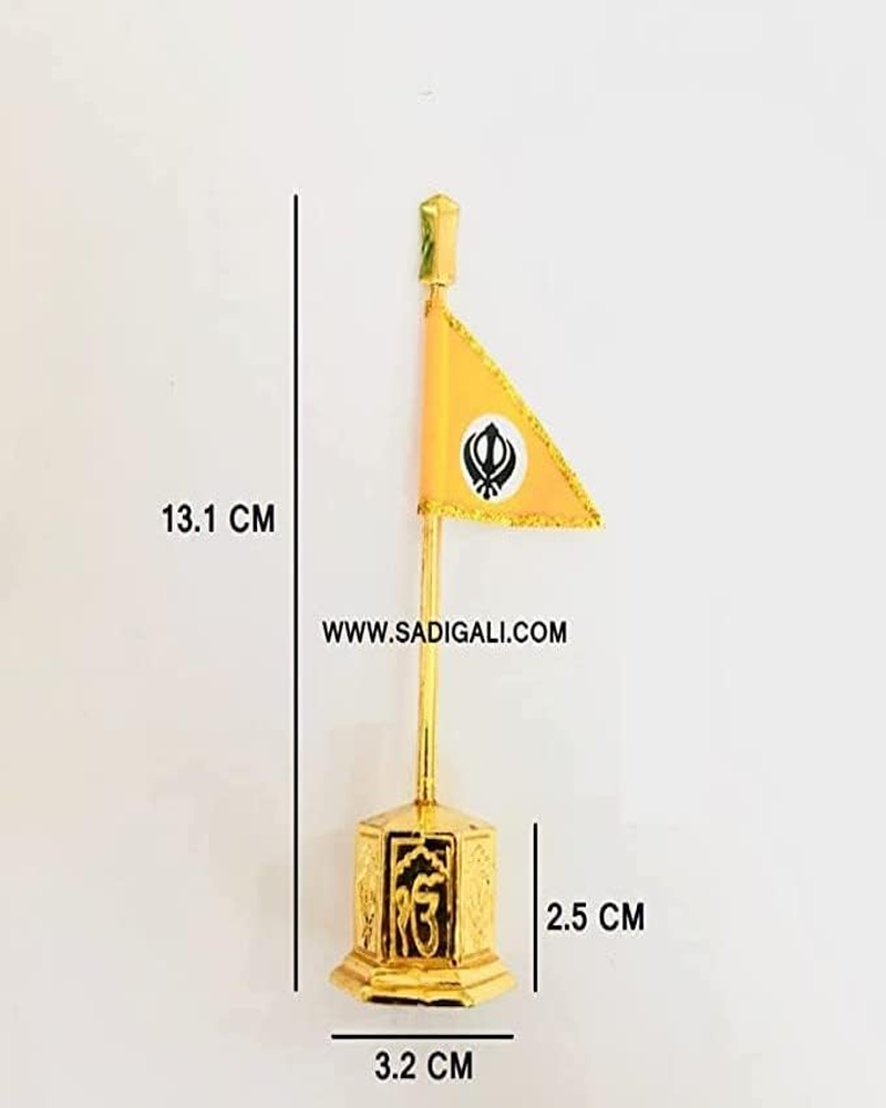 Nishan Sahib Khanda Model for Car Dashboard and Table Punjabi Home Decor Golden Sikh Punjabi Car Dashboard Accessory for Punjabi Car Dashboard Gold Plated Perfect Size for Car Dashboard 13 CM Long.
