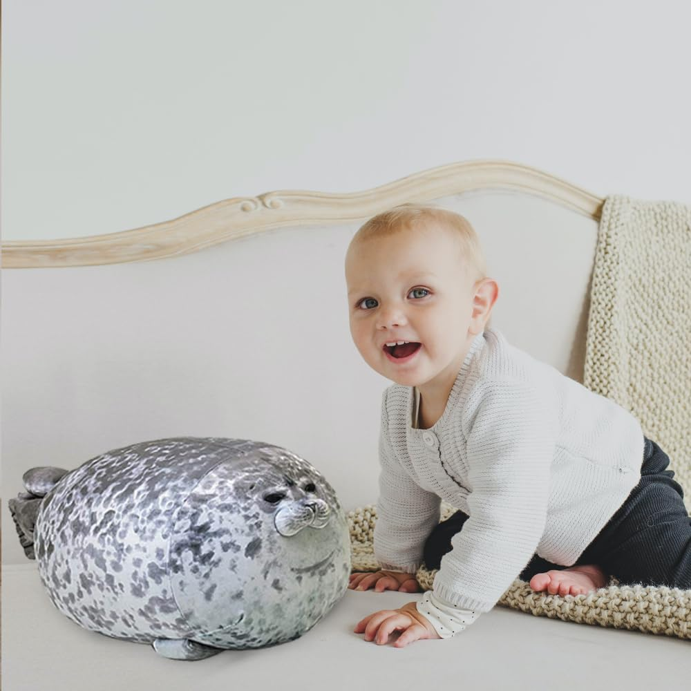 Chubby Blob Seal Pillow,Stuffed Cotton Plush Animal Toy Cute Ocean Pillow Pets Medium(17.6 In) image number 5