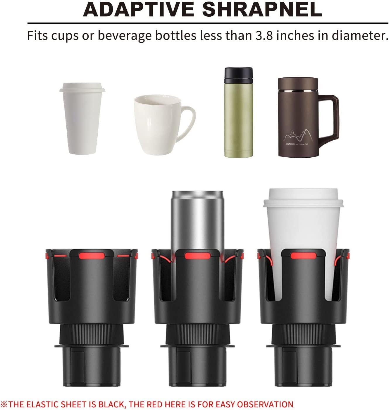 ACEBON Car Cup Holder Expander Adapter with Adjustable Base & Removable Phone Holder, Compatible with Hydro Flasks 32/40Oz, Yeti 14/24/36/46Oz Ramblers image number 3