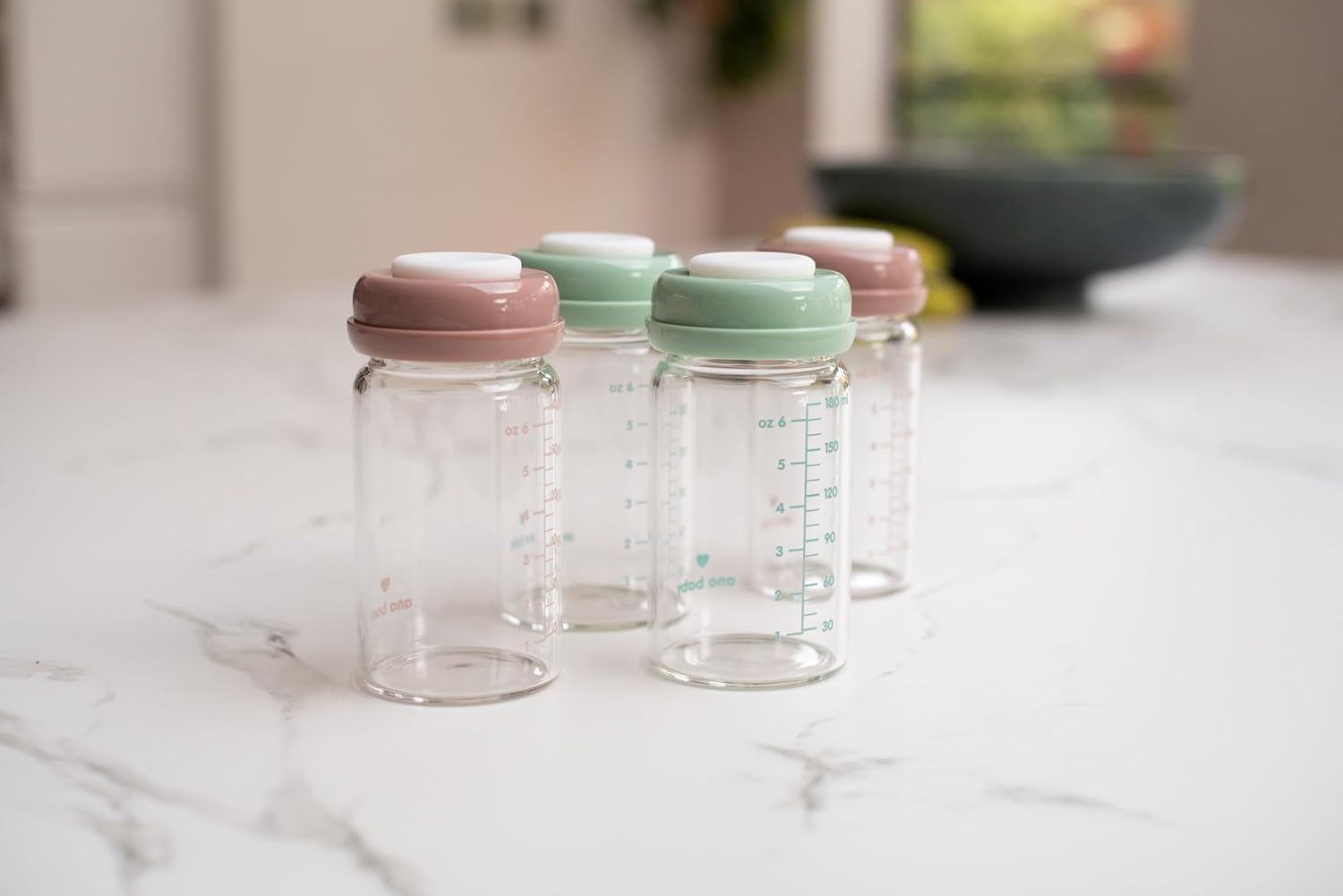 Premium Glass Breastmilk Storage Bottles, Pack of Four, 180Ml, Dishwasher, Freezer, and Microwave Safe (Glass Breastmilk Storage Bottles, 4 X 180Ml) image number 2