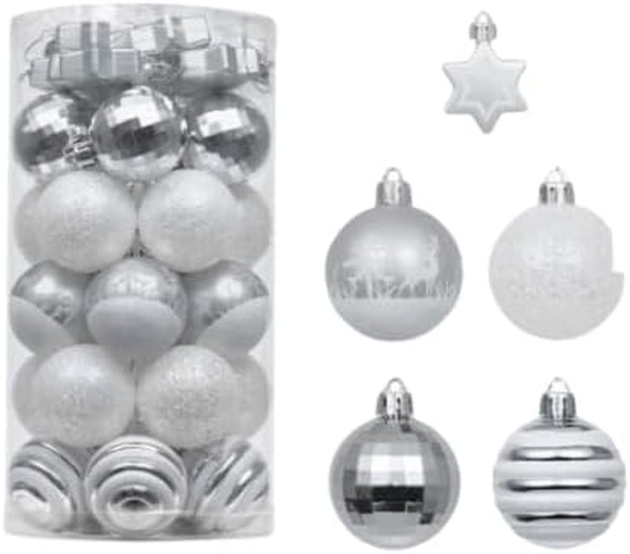 COSMOLAB Premium Christmas Decoration Silver White 35 Pieces