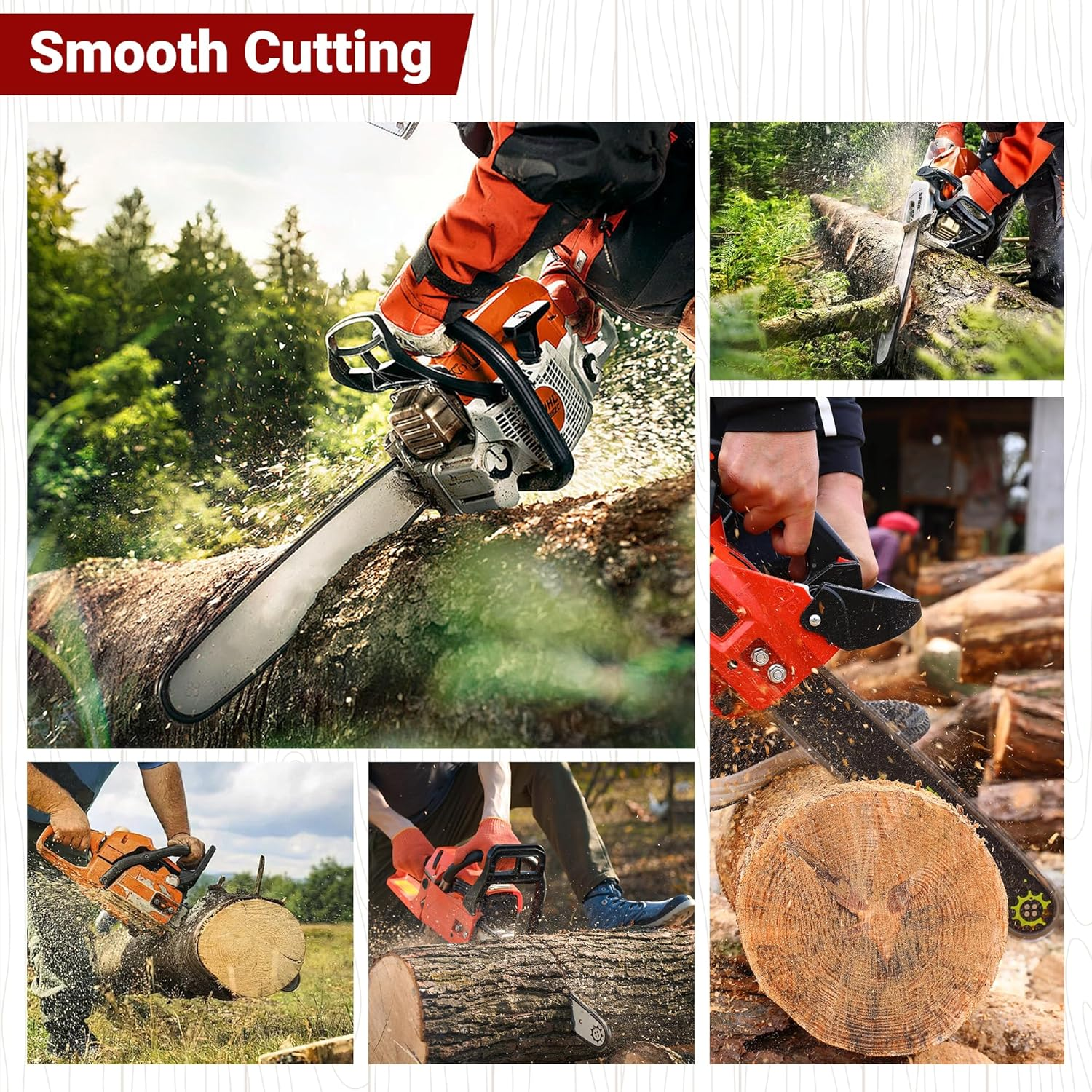 3-Pack 18 Inch Chainsaw Chain 62 Drive Links, 3/8" Pitch, 0.050" Gauge, Fit for Craftsman, Remington, Greenworks, Earthwise, Echo, Husqvarna Chainsaws and More - S62 image number 3