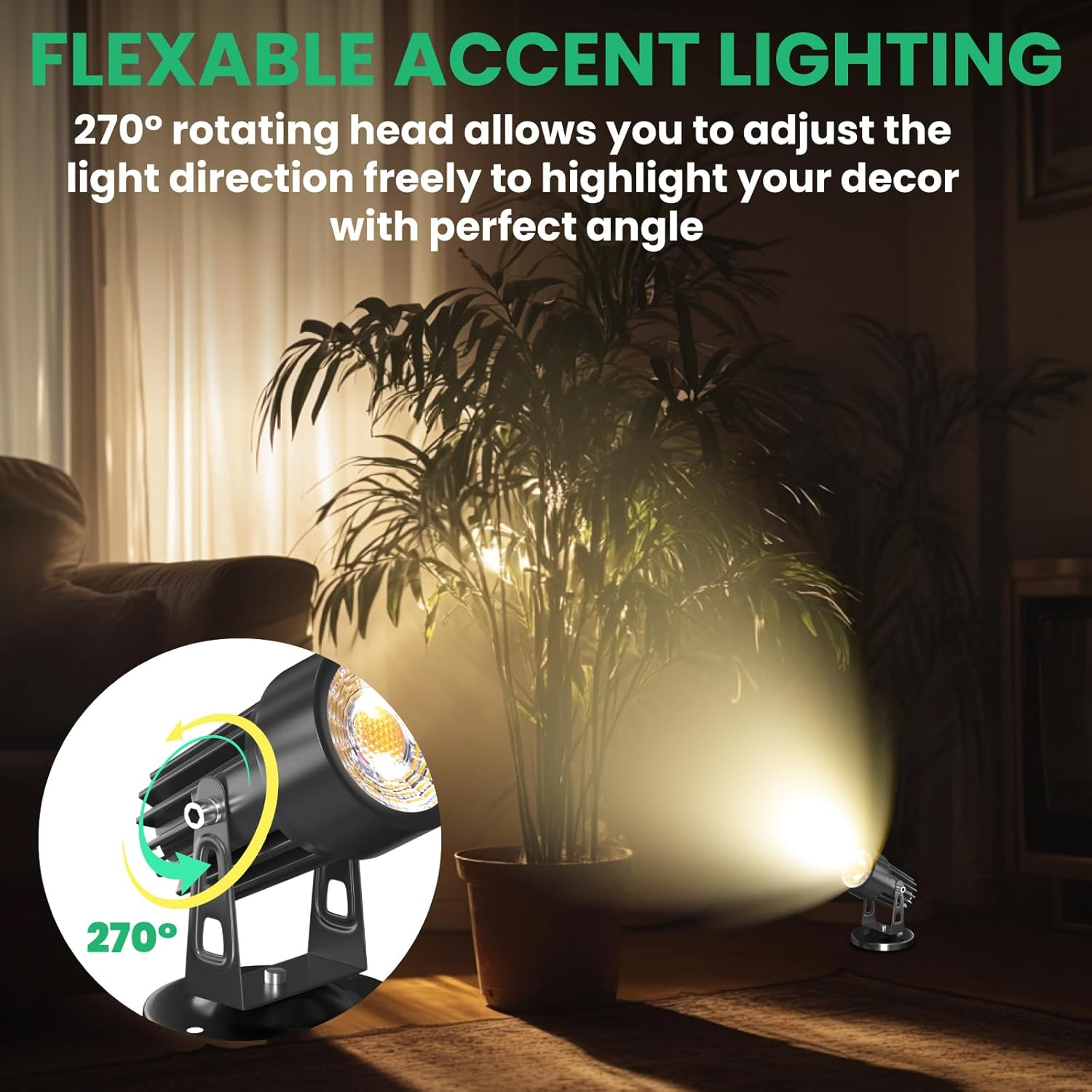 Tobebright LED Spotlight Plant, 5W USB Spotlight Plant Uplights Indoor, 3 Color Lighting Modes & Switch Timer, LED Spotlight Indoor Accent Lighting for Landscape/Artwork, 2 Packs image number 5