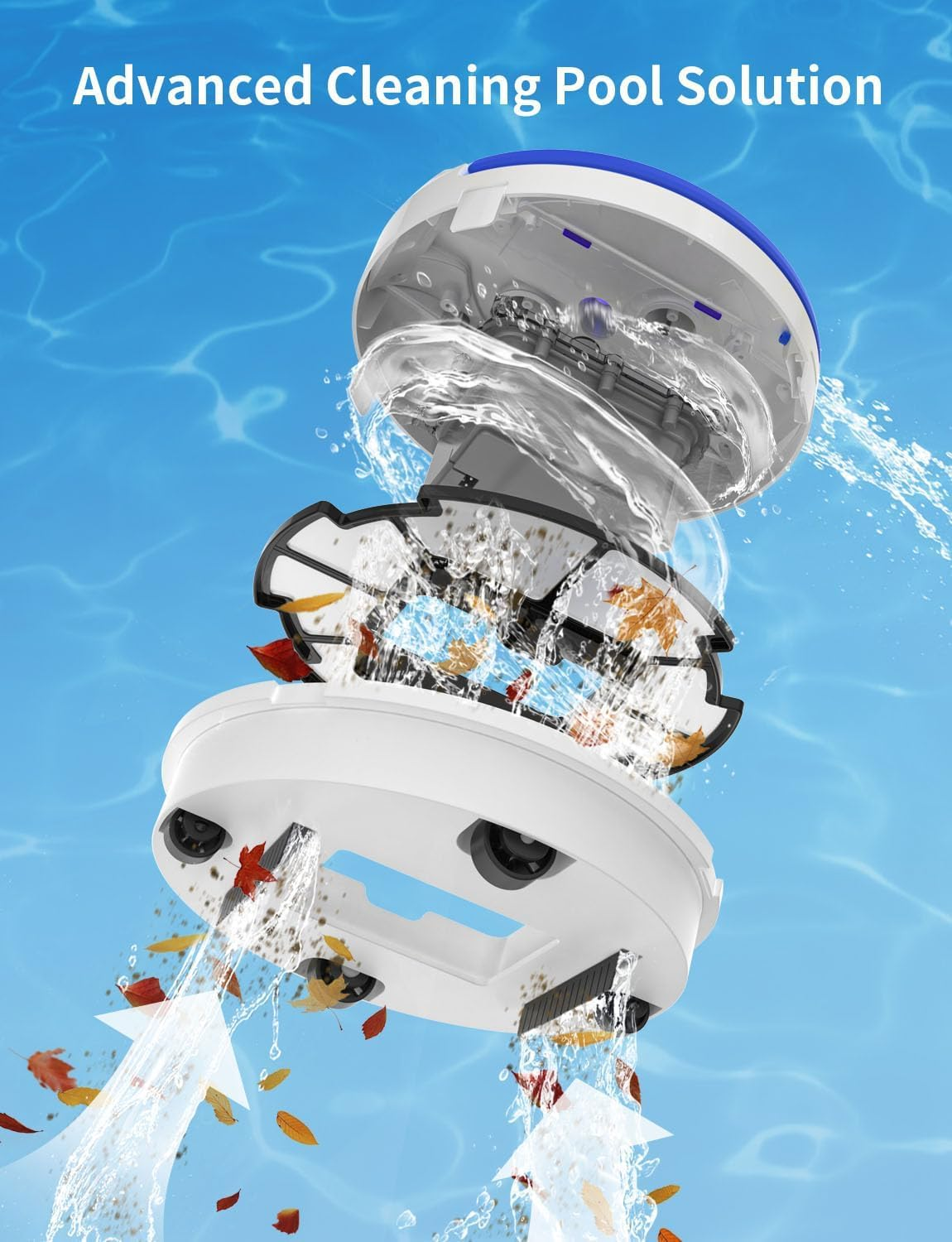 X1 Robotic Pool Vacuum for above Ground Pool, Automatic Cordless Pool Cleaner with 45W Dual-Motor, Ideal for Above-Ground Flat Pool, 2L Debris Capacity