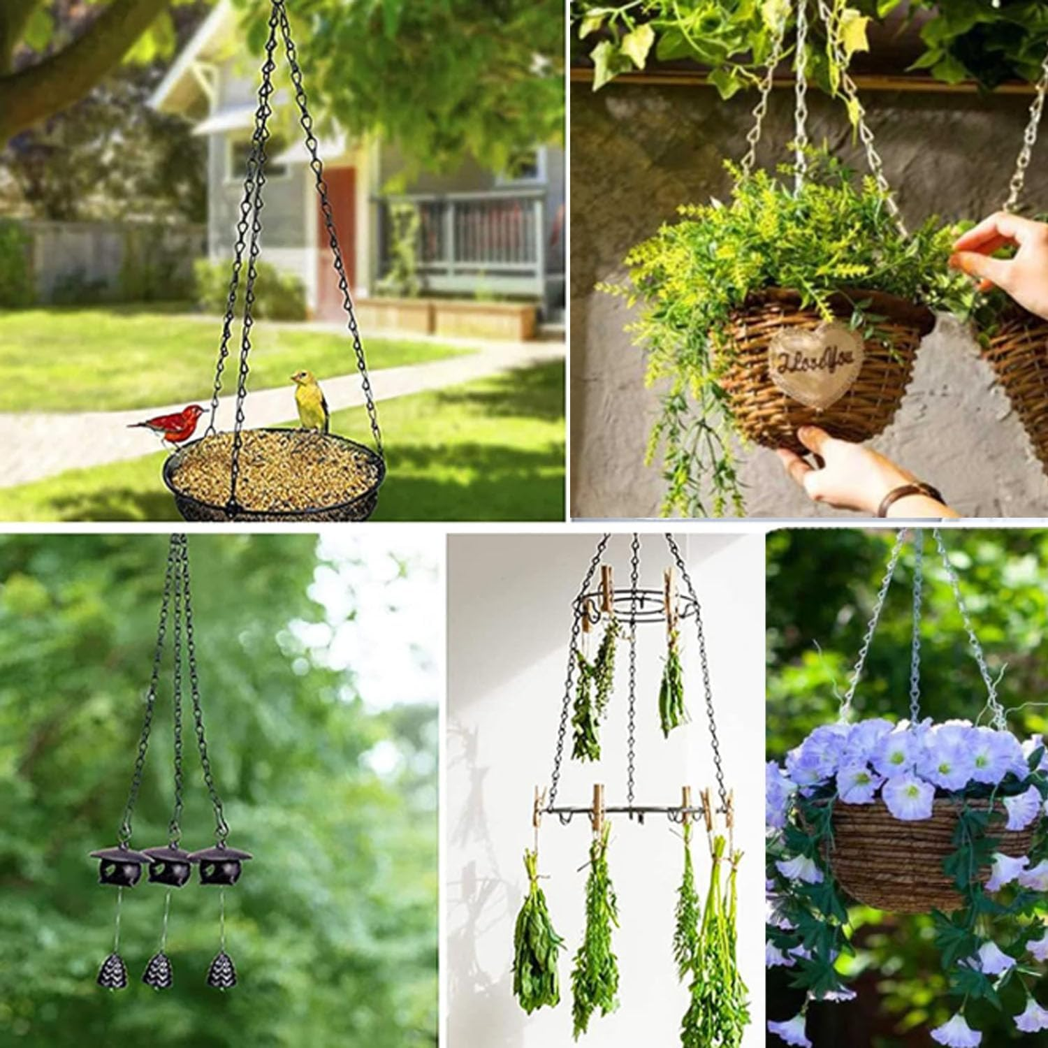 3 Pieces 304 Stainless Steel Flower Pot Chain Hook, No Rust Outdoor Hanging Basket Hook, for Bird Cages, Flower POTS, Lanterns, Billboards, Gardens (Silver) image number 2