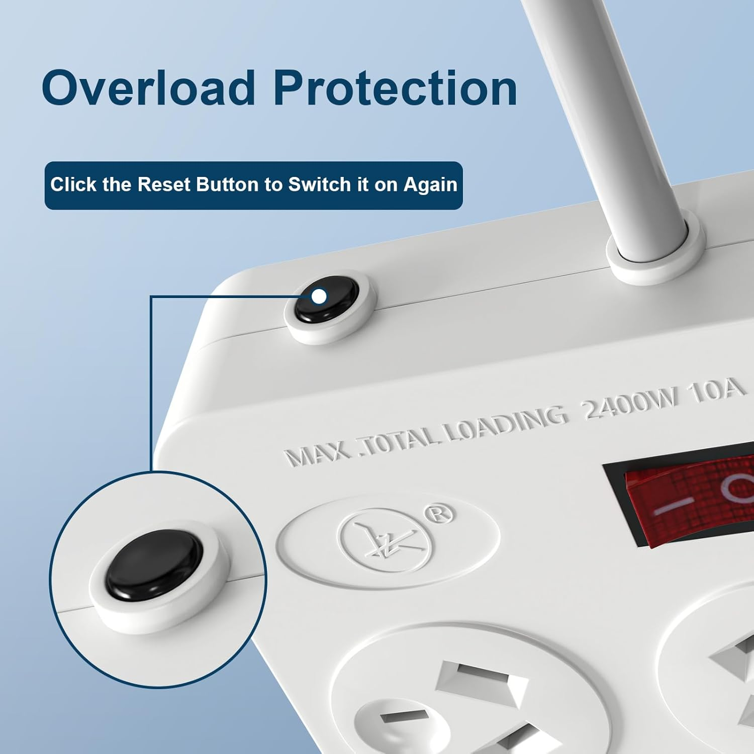 HITRENDS Powerboard, 8-Outlet Power Strip with Switch, Surge Protector Mountable,Max 2400W/10A,1.5-Meter Extension Power Cord for Travel Cruise Ship Home Office Accessories image number 3