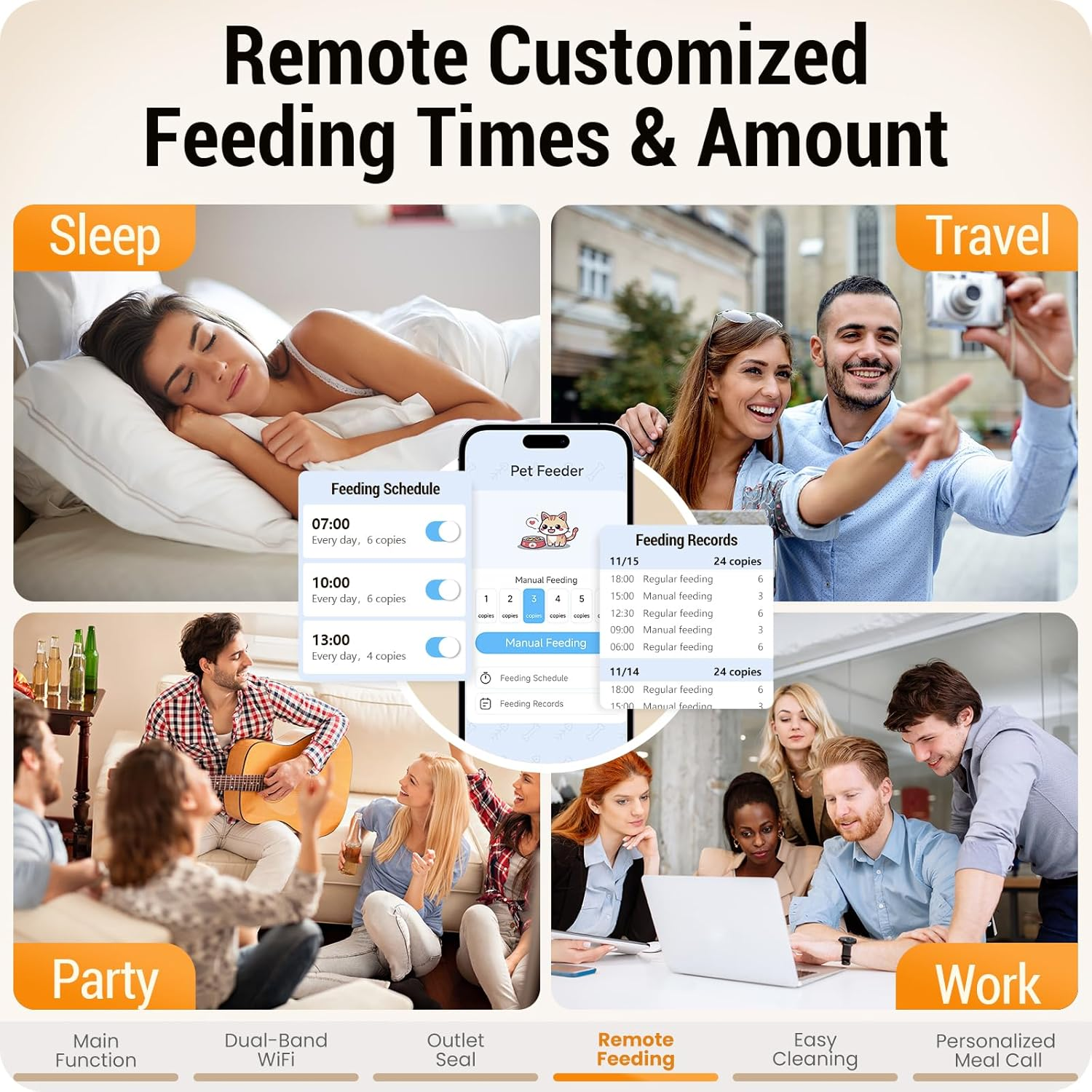 Frienhund 5G Wifi Automatic Cat Feeder with Sealed Outlet: Automatic Dog Feeder with 5L Large Cat Food Storage Container, Timed Cat Food Dispenser for Multiple Pets, Detachable for Easy Clean - 21 Cup image number 6