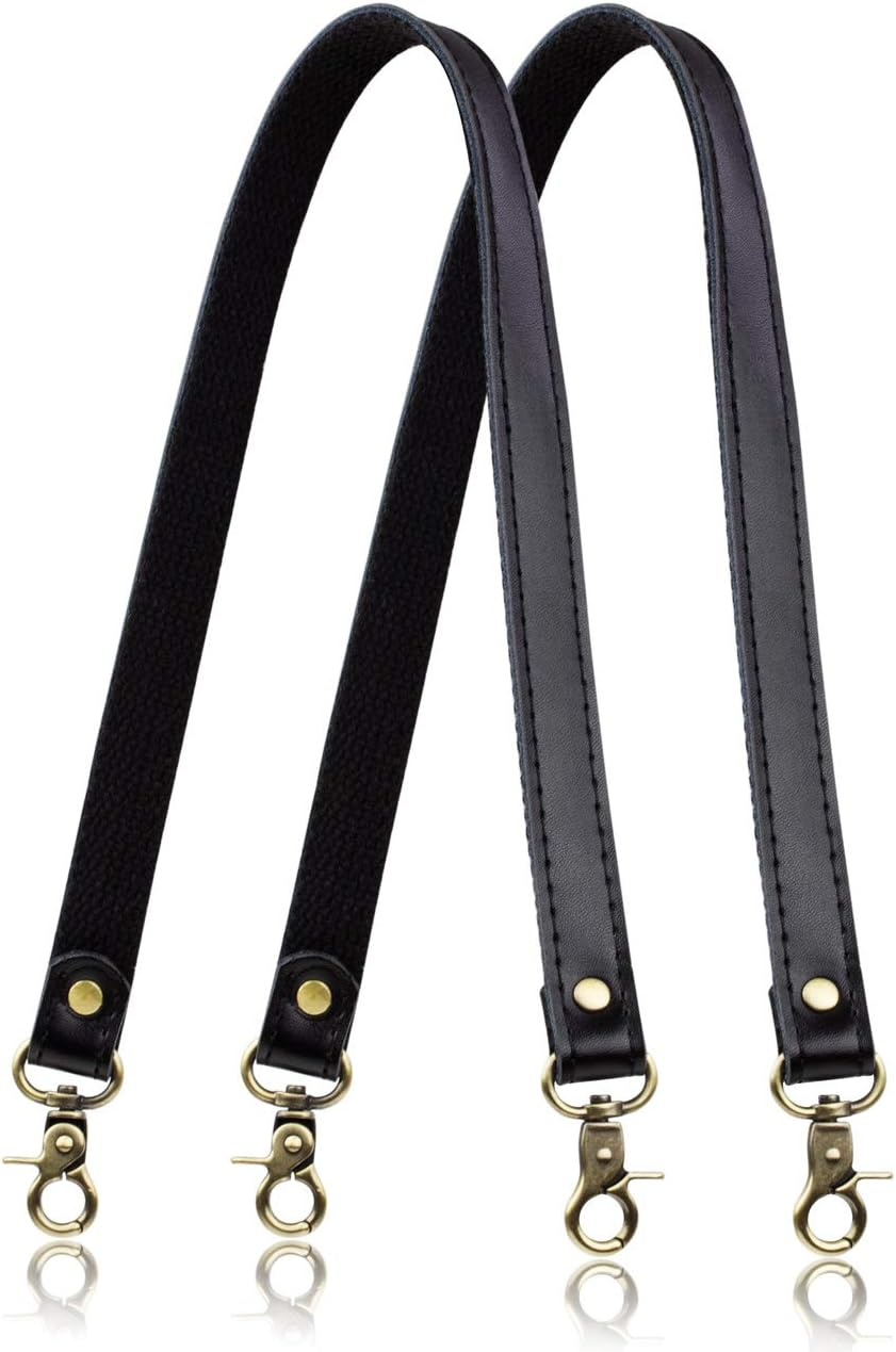 A ALLZEDREAM Genuine Leather Purse Strap Sewing Canvas Replacement Handbag Shoulder Bag 2 Pcs, Black, Medium, Antique