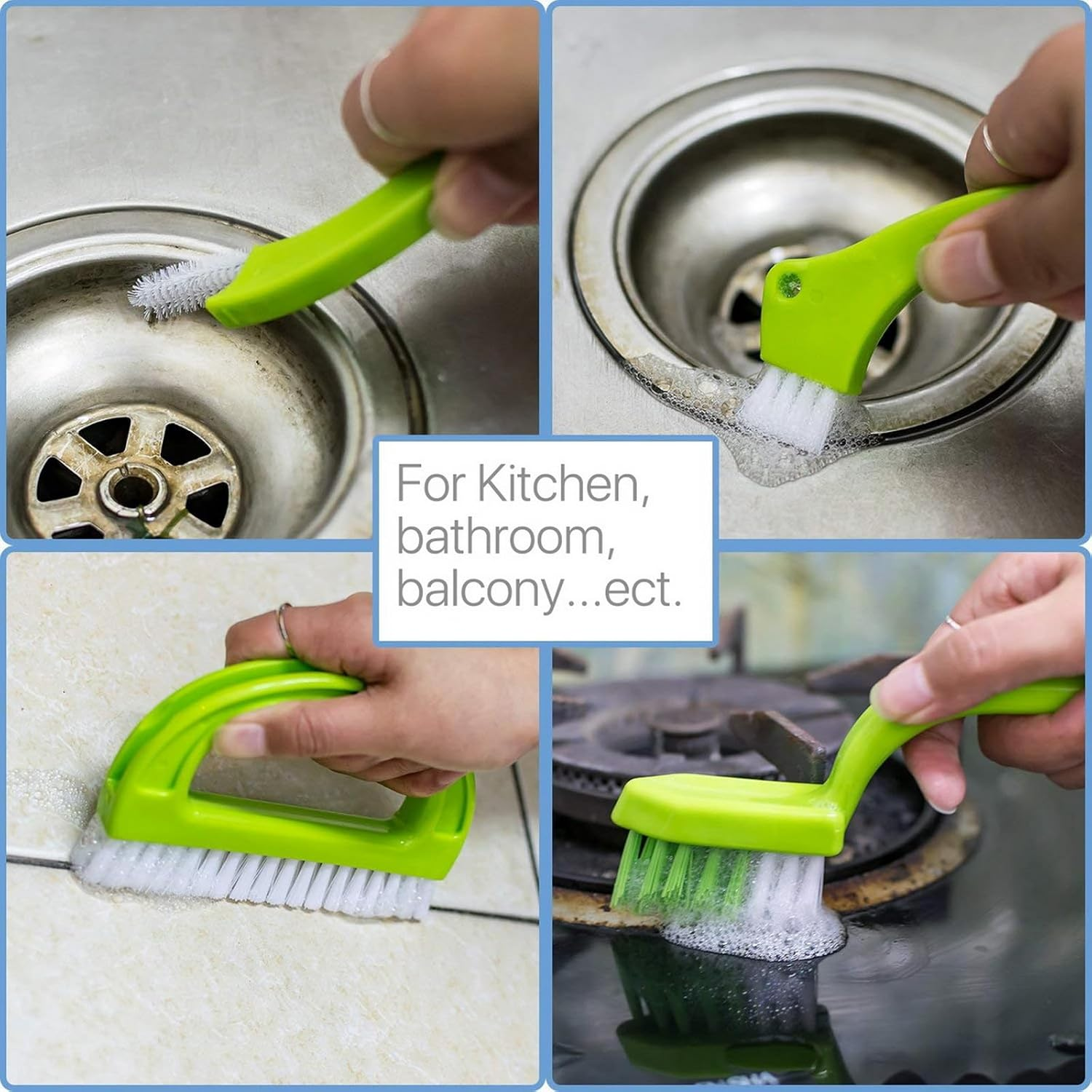 GYB Green 3 in 1 Tile Grout Cleaning Brush Mould Remover Narrow Stiff Stain Cleaner image number 5