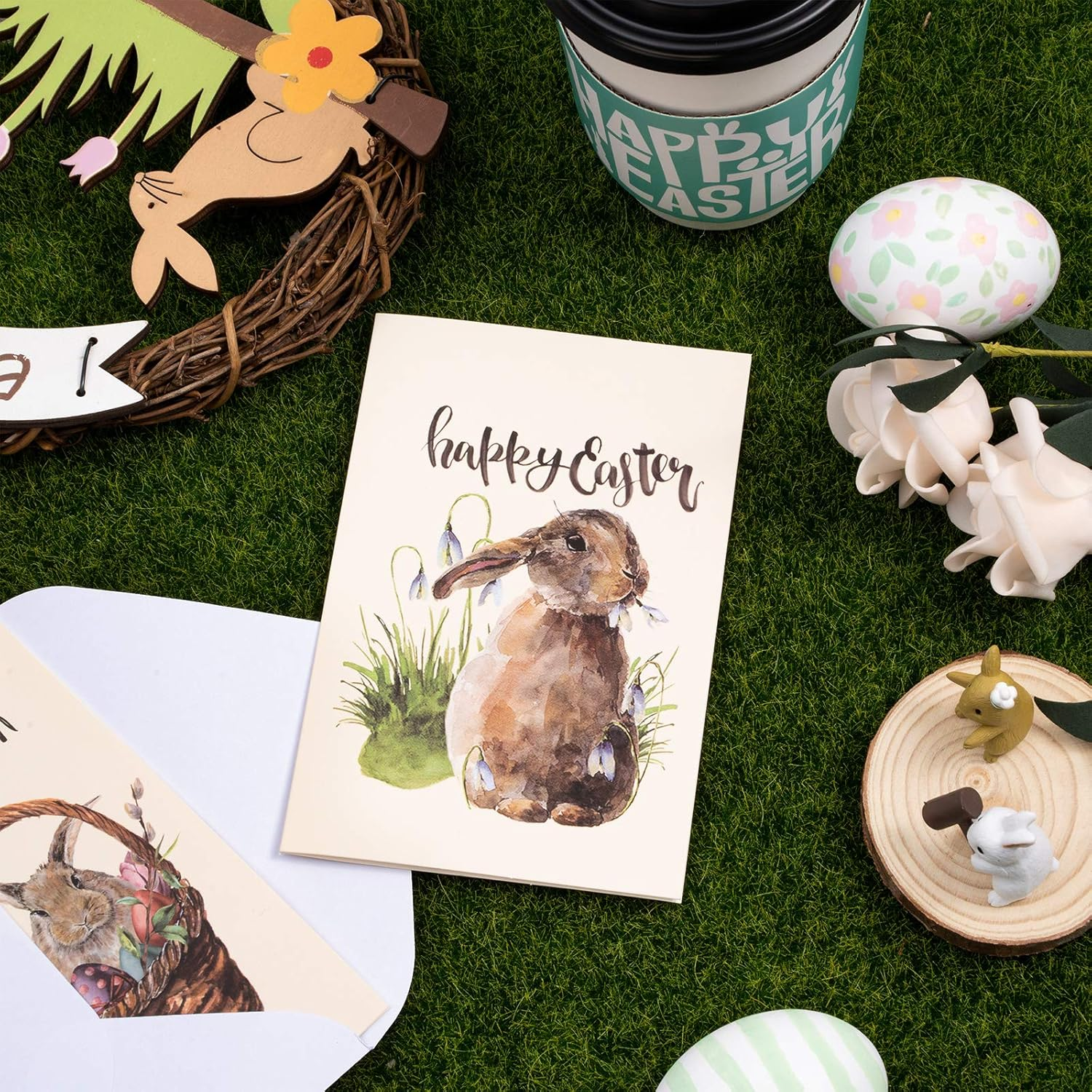 Whaline 30 Pack Vintage Easter Cards Kit with Envelopes and 30Pcs Adhesive Stickers Colorful Greeting Cards in 6 Designs Bunny Eggs Note Card for Classroom Exchange Easter Party Supplies image number 6