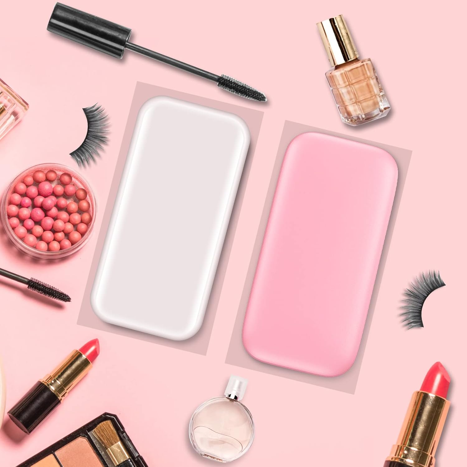 YEAJOIN 6PCS Silicone False Eyelash Holder Pads for Eyelash Extensions Loose Lash, Reusable Eyelash Extensions Tools, Transparent and Pink image number 4