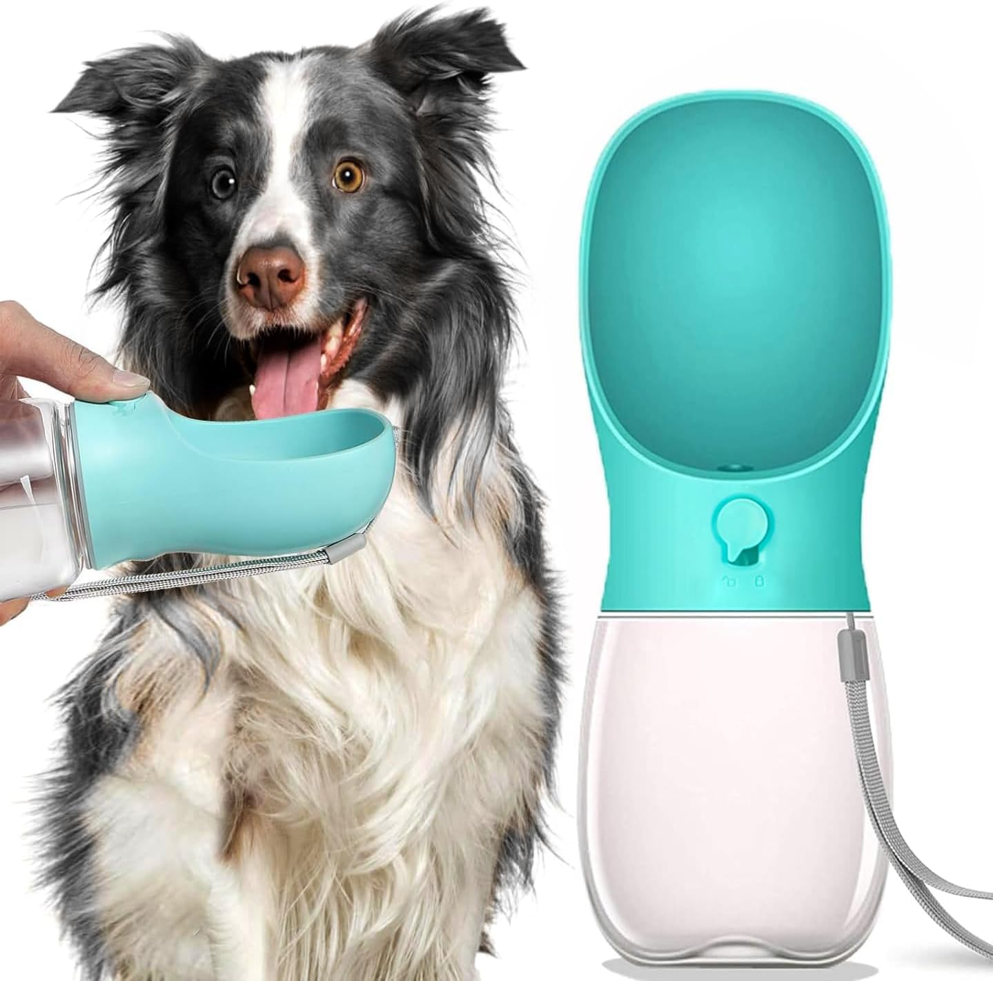 Mumoo Bear 280Ml Dog Water Bottle, Portable Pet Water Bottle Leak Proof Portable Puppy Water Dispenser with Drinking Feeder for Pets Outdoor Walking, Hiking, Travel -Green image number 6
