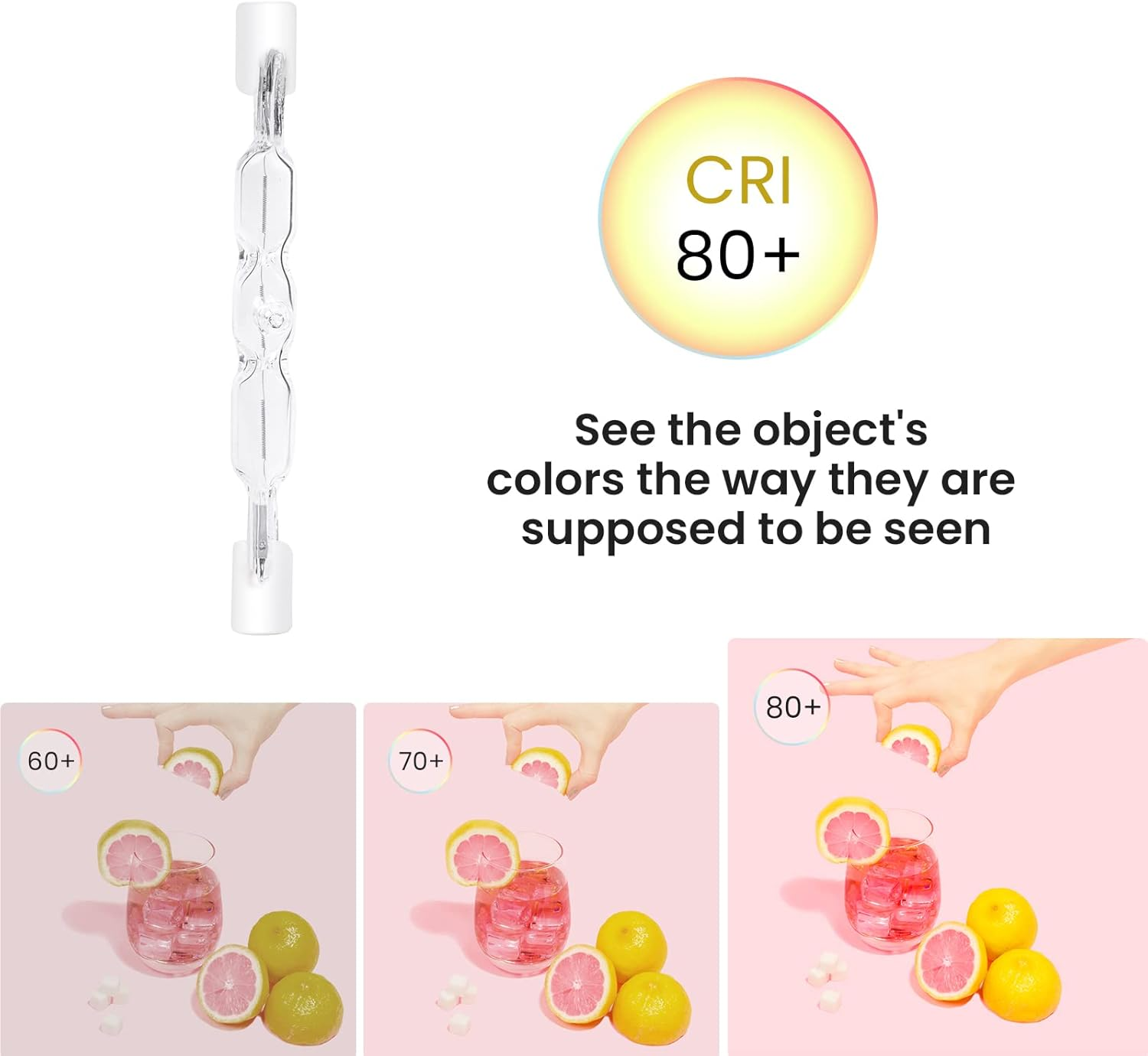 Luxvista R7S 78Mm 80W Halogen Bulb Dimmable, J78 T3 Linear Halogen Pencil Lamp 1390Lm Spotlight for Floor Lamps, Landscape Lights, Security, Streetlight (5-Pack, Warm White 2800K) image number 6