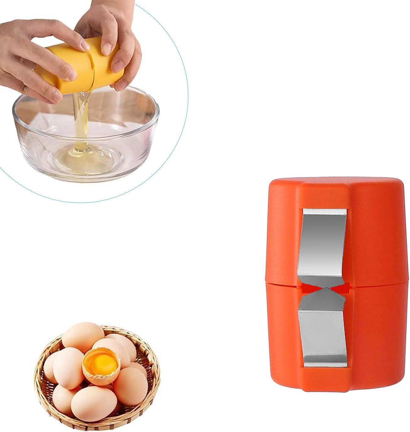 Egg Shell Opener, Raw Egg Opener Tool, Handheld Eggshell Opener, Portable Egg Shell Opener Tools, Everyday Kitchen Gadgets (Orange)