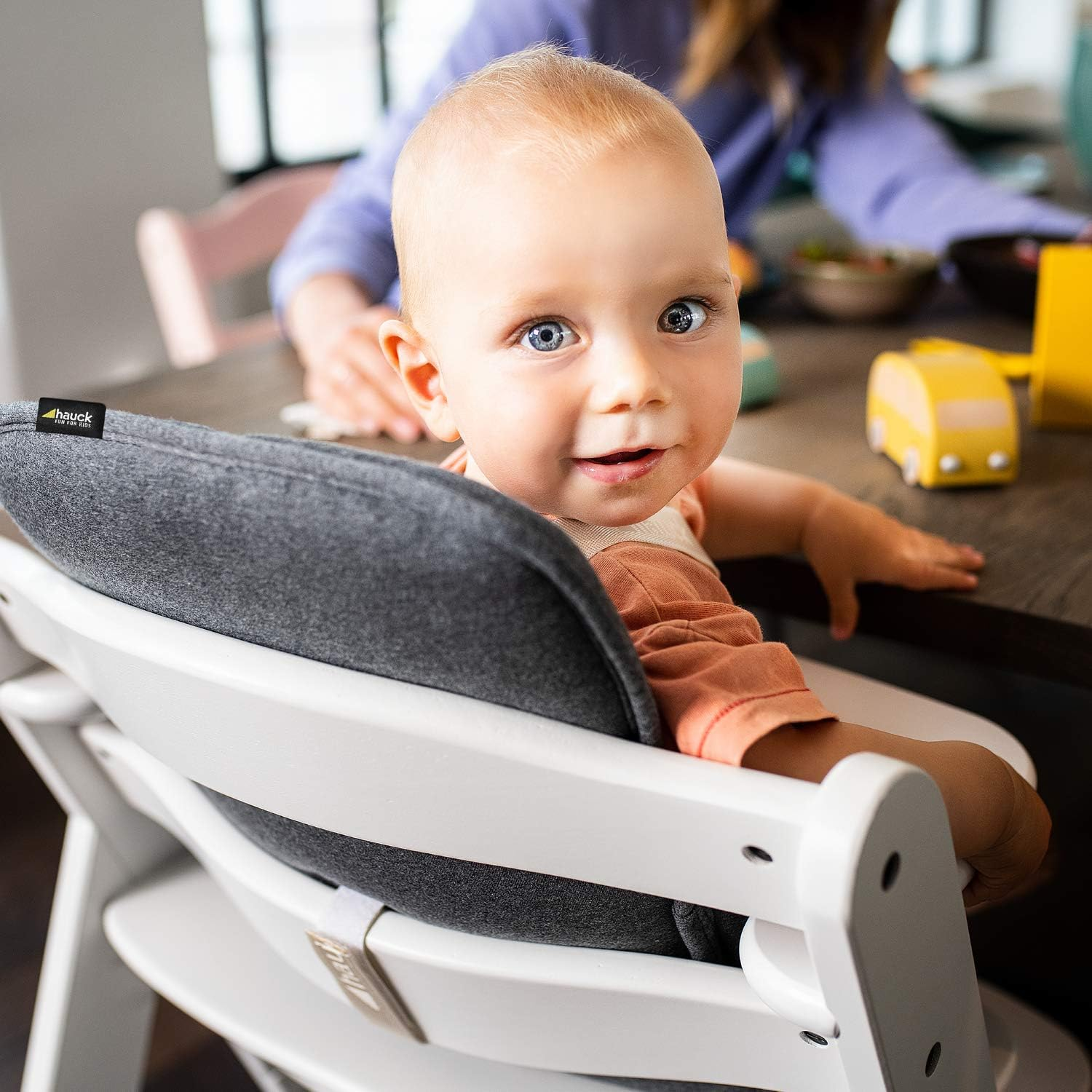 Hauck Alpha Cosy, Stretch Grey - Seat Reducer Cushion for Alpha+ Wooden Highchair, Supportive Seat Pad for Toddlers 6 Months+, Soft Fabric, Machine Washable, anti Slip image number 5