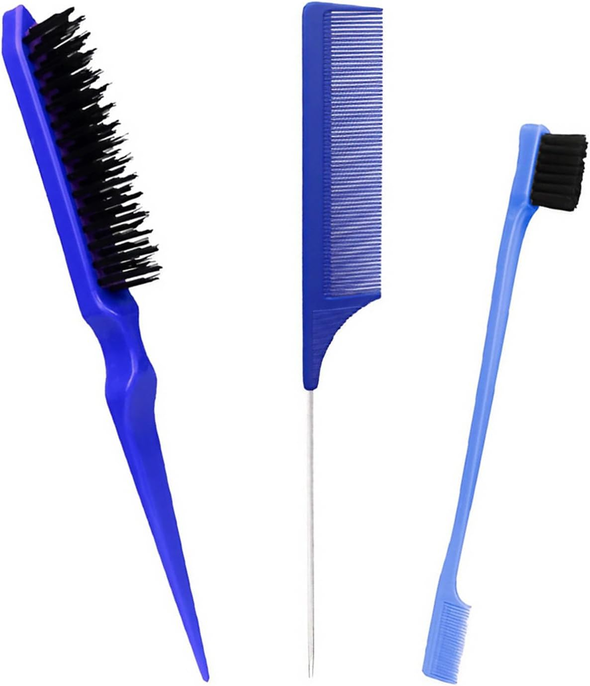 3 Pieces Styling Hair Brush Set, Slick Bristle Hair Brush, Rat Tail Comb Edge Brush for Edge & Back Brushing, Combing Slicking Hair for Women image number 5