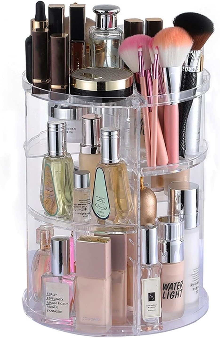 Rotating Makeup Organizer with Adjustable Layers, Spinning Skincare Organizer, 360 Degree Cosmetic Display Case with Brush Holder Perfume Tray, Multi-Function Storage for Vanity Bathroom Countertop image number 1