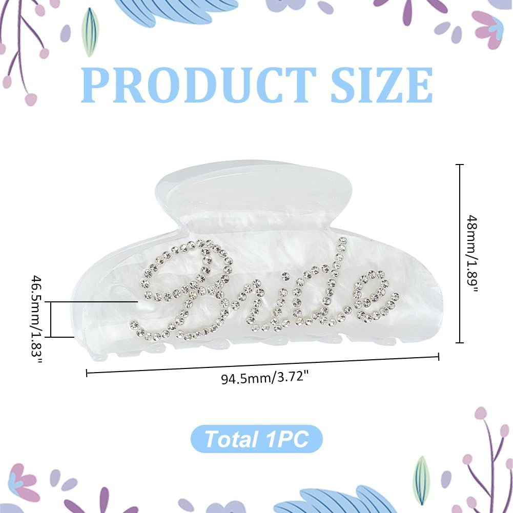 WADORN Acrylic Hair Clip with Rhinestones Snow White Hair Clips for Women Bride Logo 9.45 Cm for Weddings Bridal Showers Party Decorations Hen Night Bridesmaid Gifts