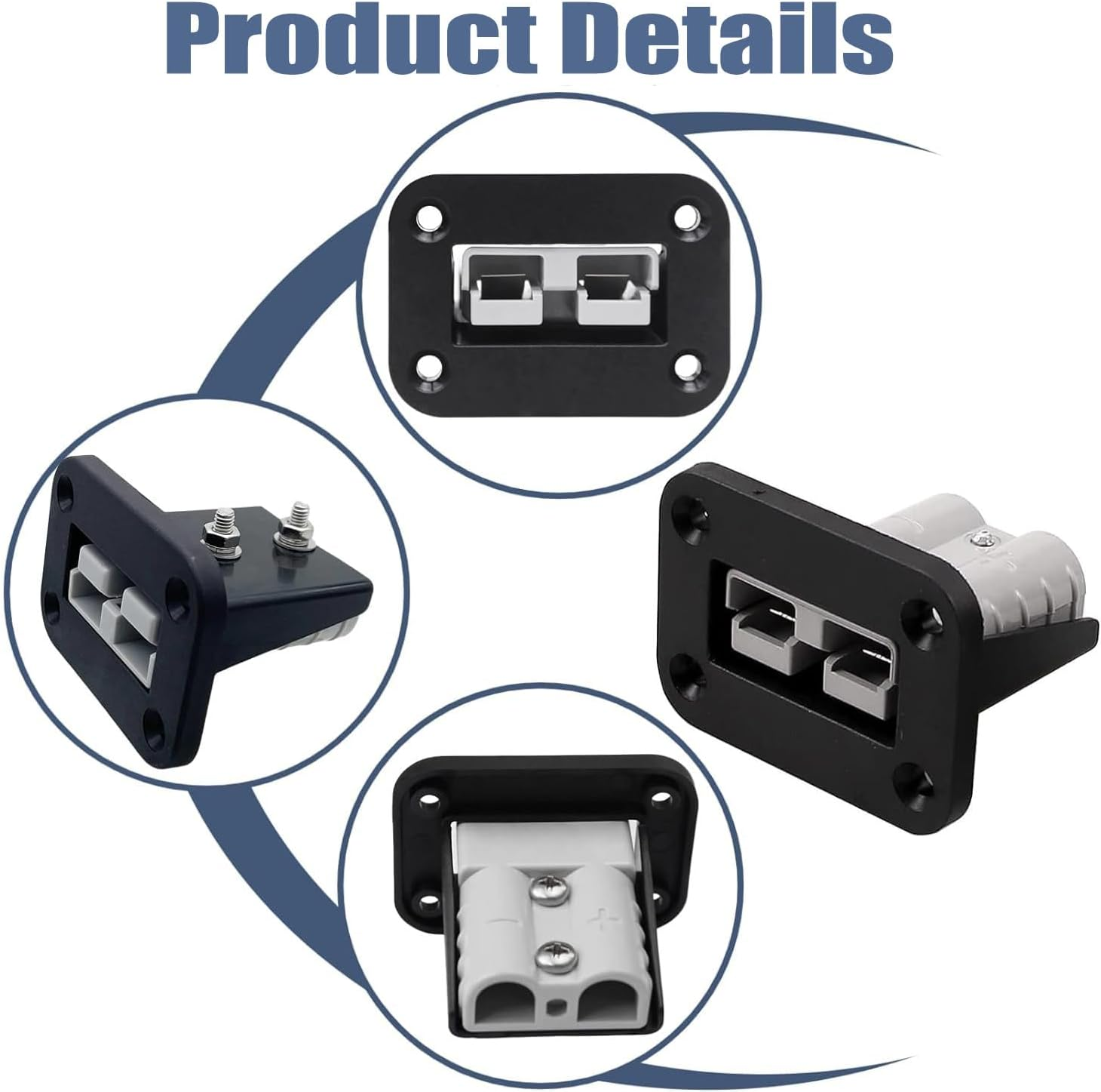 WADY 2 Sets Anderson Plug Flush Mount 50Amp Mounting Bracket Panel Cover Quick Car Battery Connector for Caravan 600V image number 3