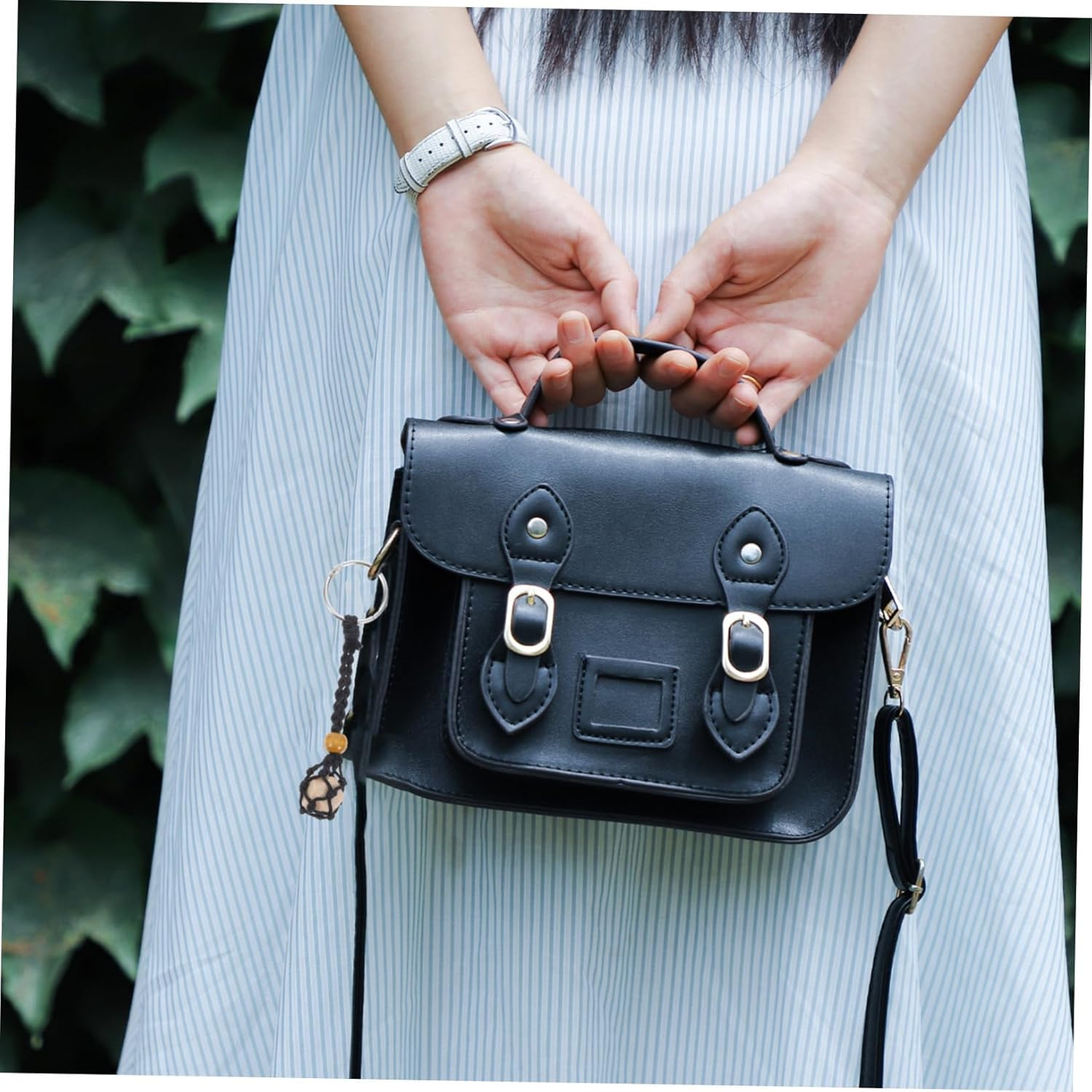 Homoyoyo 2Pcs Handmade Adjustable Net Pocket Keychain for Womens Keychain Crystal Holder Unique Pendant for Bag Car Decoration image number 4