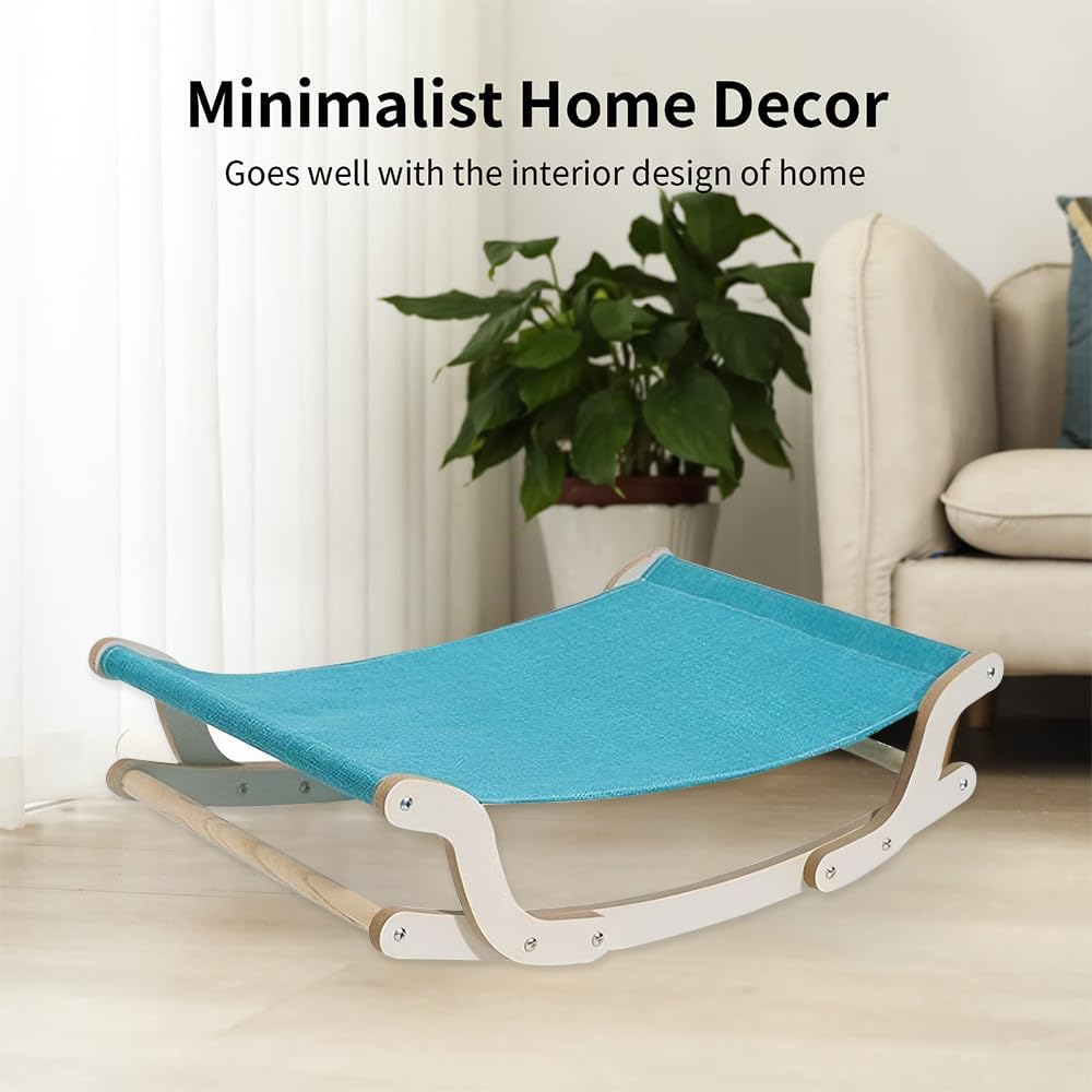 TOMVAES Cat Swing Bed Pet Rocking Hammock for Kitten or Small Puppy Dog Indoor and Summer Breathable Outdoor Pet Camp Bed Easy to Assemble Wooden Frame Hanging Pet Bed image number 4