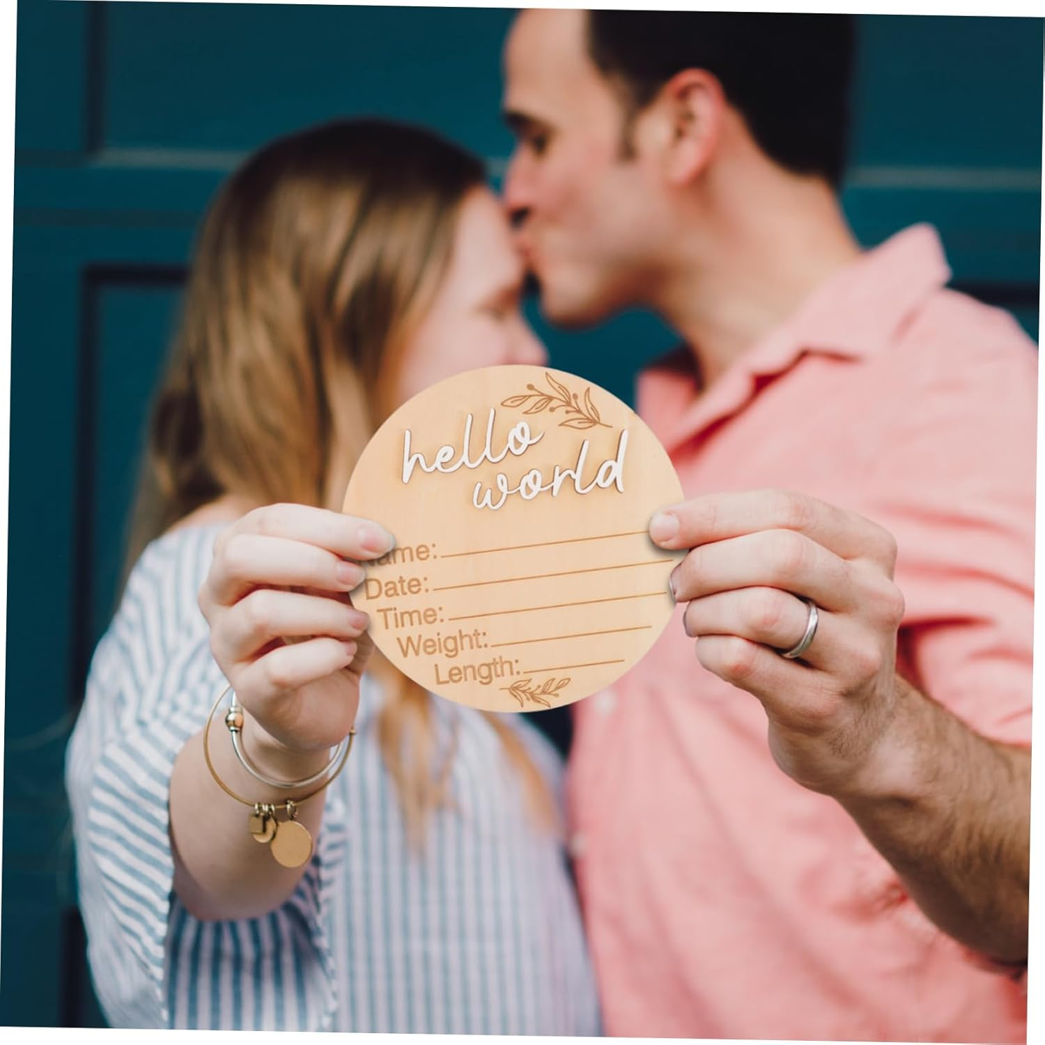 2Pcs Wooden Newborn Birth Announcement Sign Milestone Name Plate Nursery Decor