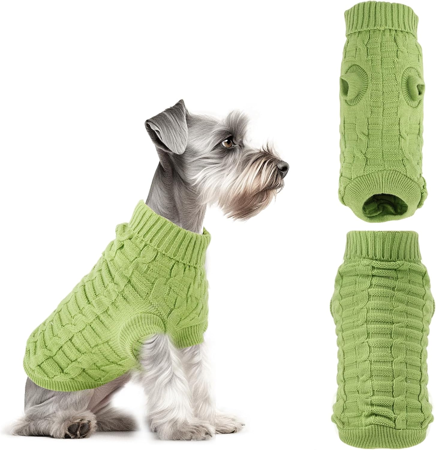 Small Dog Jumper & Sweater - Elastic Warm Knitwear for Pets, Soft Breathable Winter Clothes, Machine Washable Dog Costume Ideal for Chihuahua, Pug, Yorkie & Small Breeds (Green, M)