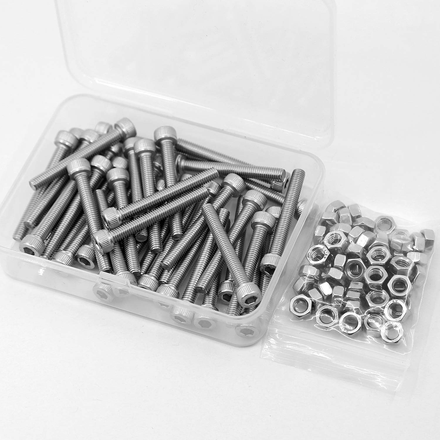 (40 Sets) M5 X 30Mm Bolts and Nuts Kit Socket Head Cap Screws AISI 304 Stainless Steel (18-8),Full Thread, Bright Finish image number 2