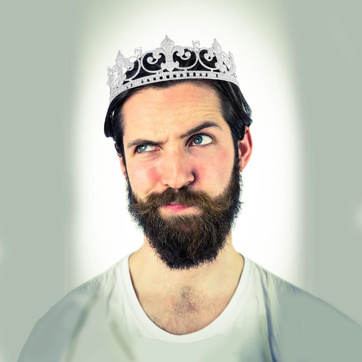 Metal King Queen Crown round Rhinestone Crown Party Headwear for Wedding Halloween Party Birthday