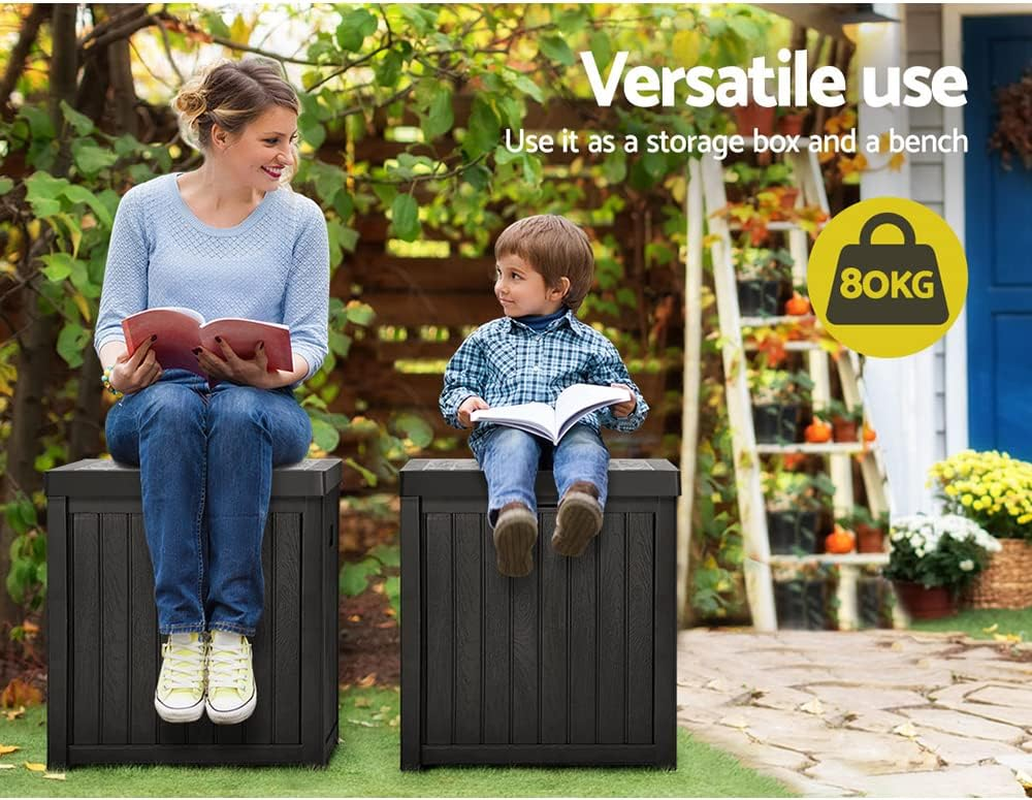 Gardeon Outdoor Storage Box 195L Bench Seat Deck Box for Patio Furniture, Pool Accessories, Cushions, Garden Tools, and Outdoor Toys, Weather Resistant with Lockable Lid and Side Handles (Black) image number 2