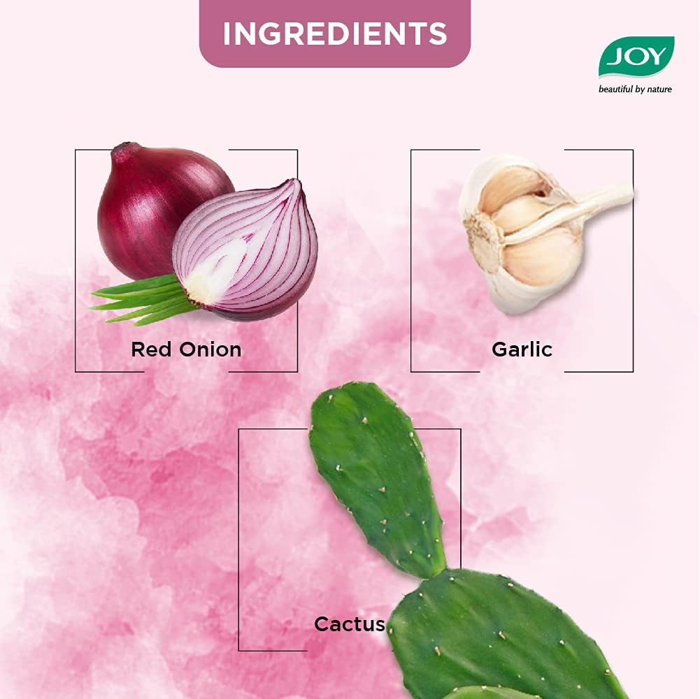 Joy Natural Actives anti Hairfall & Damage Control 4-In-1 Multi Action Conditioning Shampoo with Hydrolysed Keratin, Cactus, Red Onion & Garlic Extracts | anti Hair Fall Shampoo, Paraben Free | 340 Ml image number 3