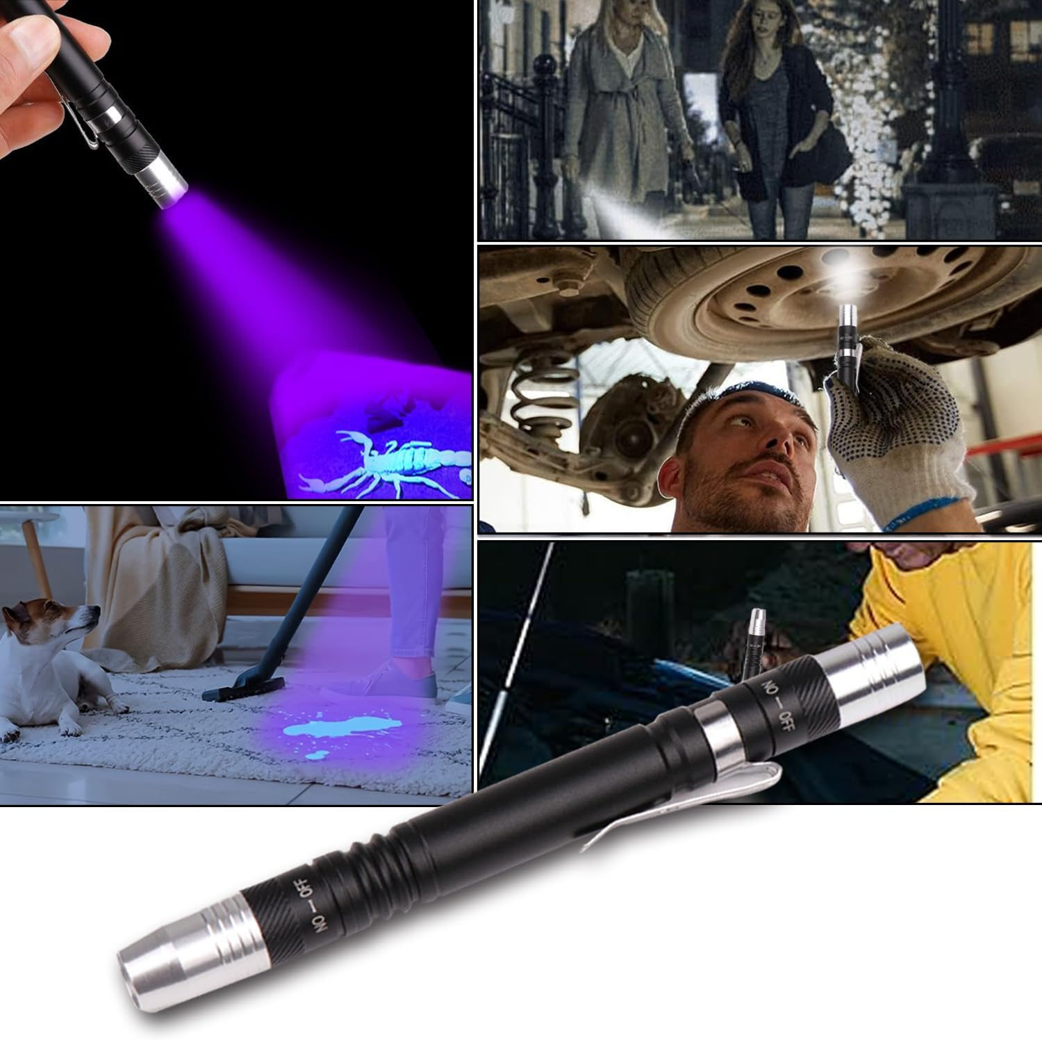 2 Pack UV Flashlight, Portable Blacklight Flashlight, LED Torch with White Light and UV Light Combo, Black Light Pet Urine Detector for Dog Cat, Bed Bugs, Scorpions, Outdoor, Home, Camping image number 4