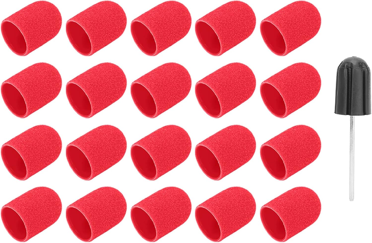 20Pcs Sanding Bands for Nail Drill, Electric Colored Professional Fine Sanding Bands, Polishing and Nail Polish Remover, 0.6X1Inch with 1 Shaft, for Manicures, Pedicure, Salon (Deep Red)