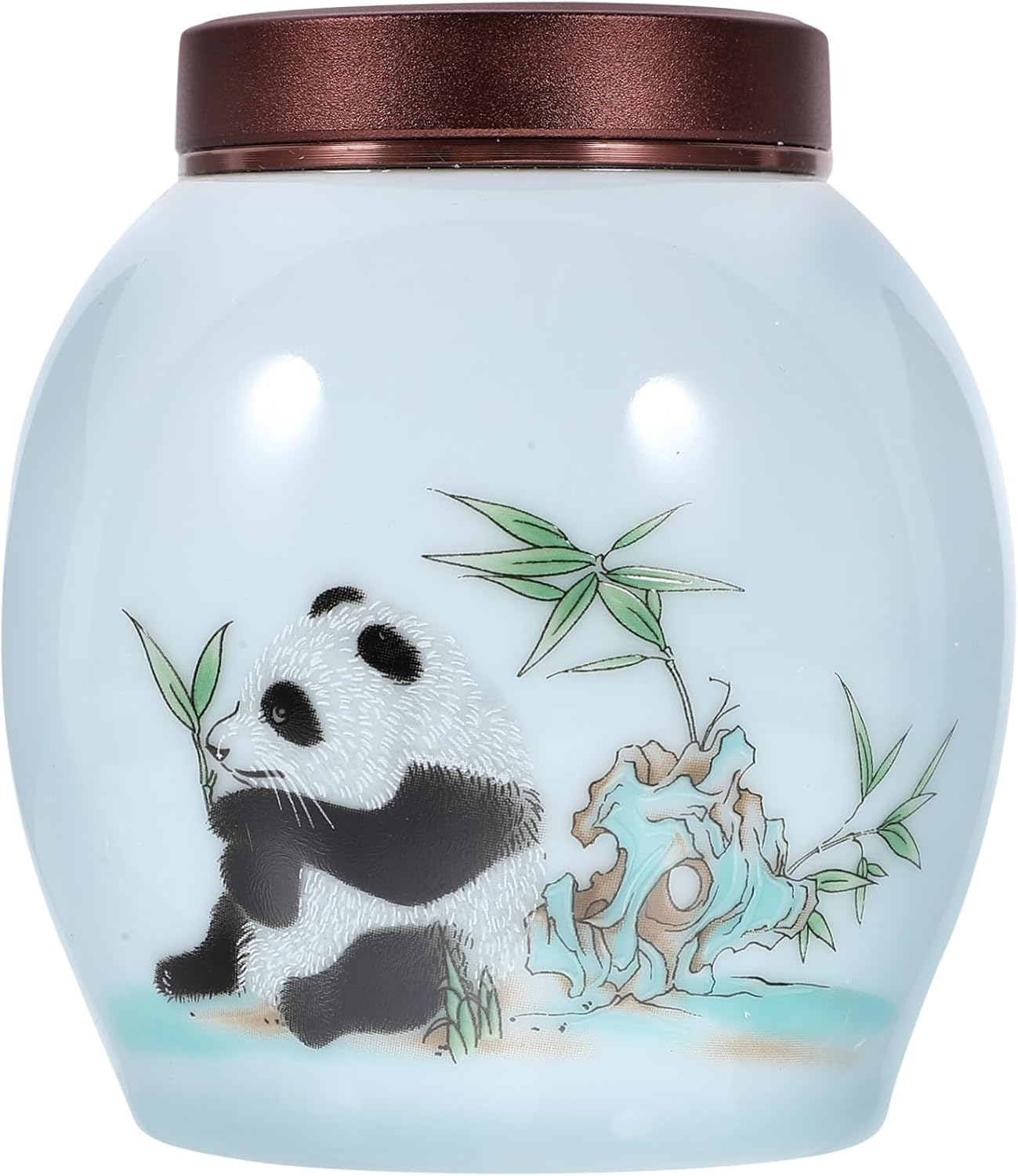 FUNOMOCYA Ceramic Tea Canister Lid Panda Design Storage Jar for Home Kitchen Multi-Function Container for Tea Leaves and Kitchen Accessories Practical and Decorative Ceramic Jar image number 4