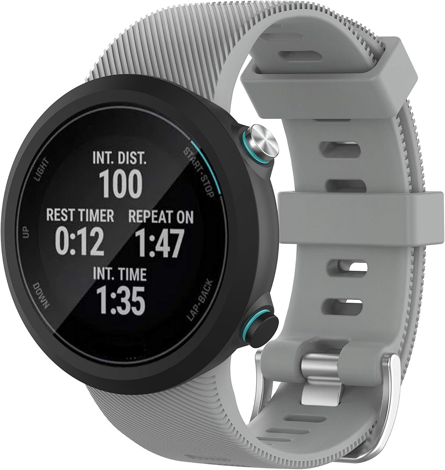 Band Intended for Garmin Swim 2 Watch Band, Soft Silicone Replacement Strap Wristband Intended for Swim 2 Intended for Garmin Swimming Smartwatch (Gray) image number 2