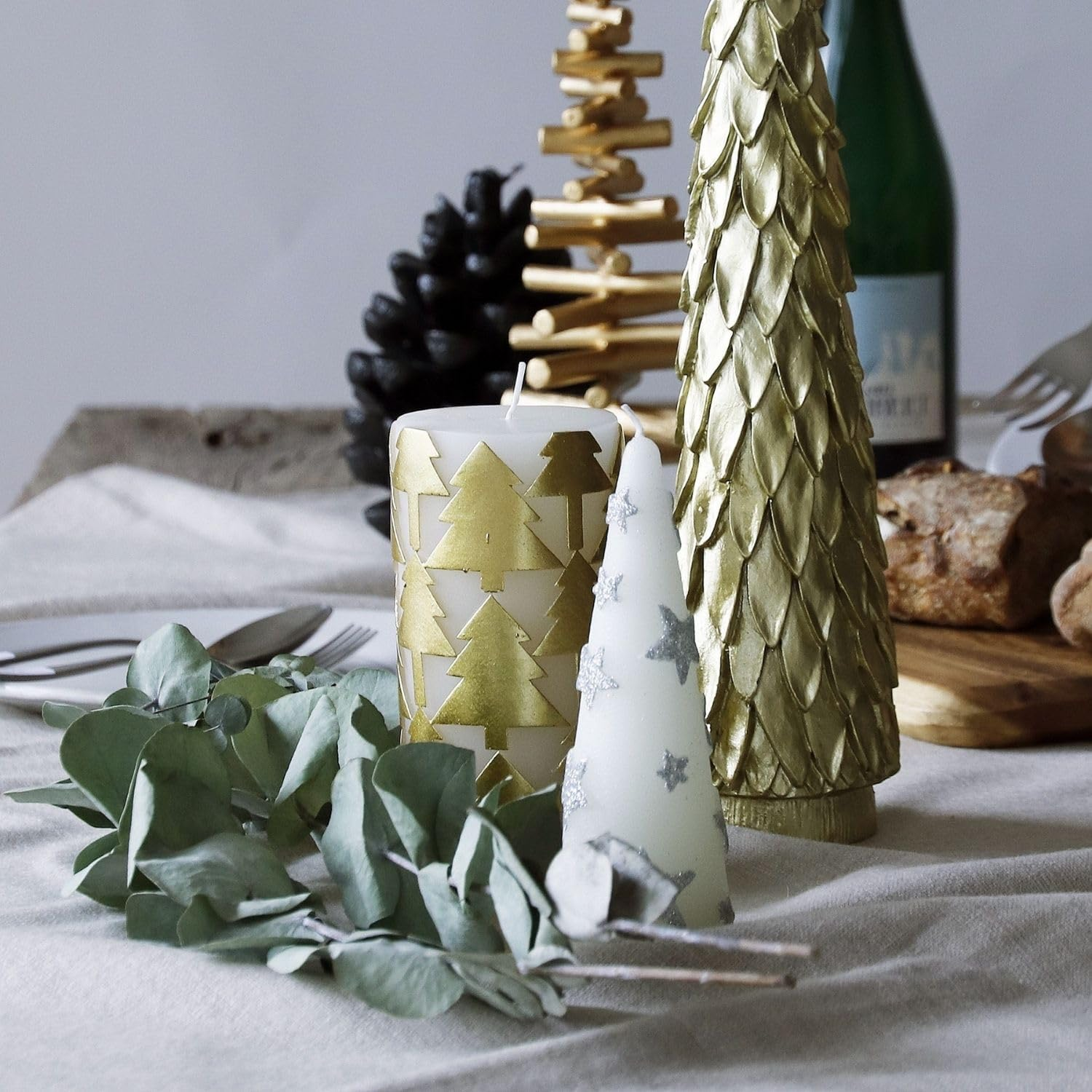 Shisei 106887 Parallel Tree Candle, Large, Interior Light, Gold, Diameter 2.8 X Height 5.9 Inches (7 X 15 Cm) image number 1