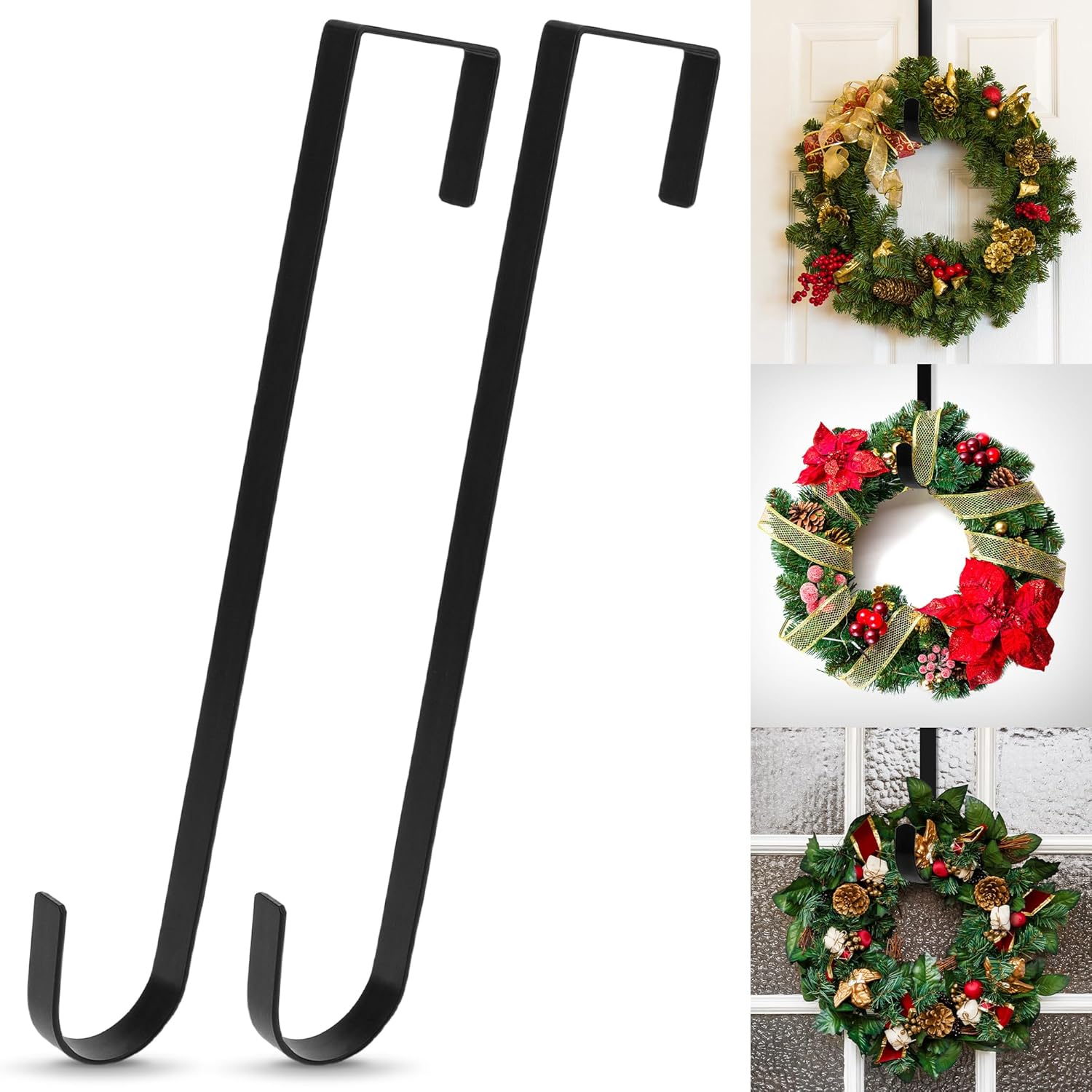 Zningesxi 30 Cm Wreath Hanger for Front Door 2 Pack White Wreath Hangers over the Door Wreaths Hanger Holder Hook Christmas Wreaths Hook Decoration Christmas Halloween Easter Home Outdoor Narrow