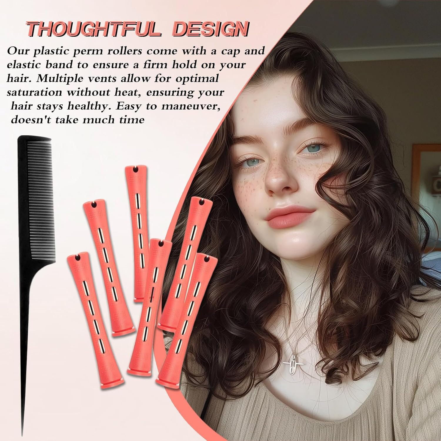 Small Perm Wrap, Hair Perm Rods, Short Cold Waves, 60 Pieces Perm Set, Complete - Hair Noodle for Small Curls, Lace Paper Perm, Curls Overnight, Perm Winder image number 6