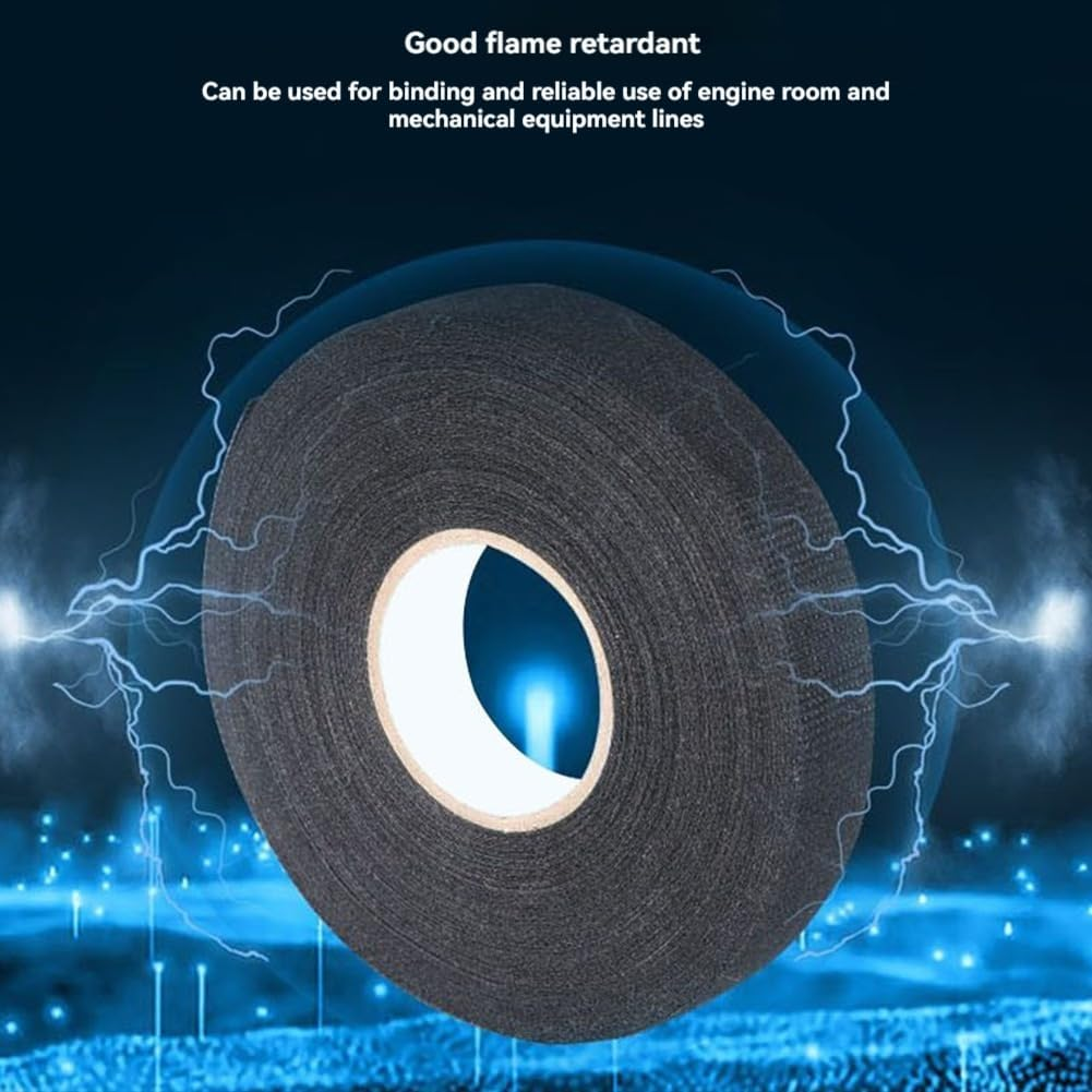 4PCS 25Mmx25M Flame Retardant Adhesive Cloth Tape Heat- Fabric Base Wire Harness Tape for Cable Harness Protect image number 2