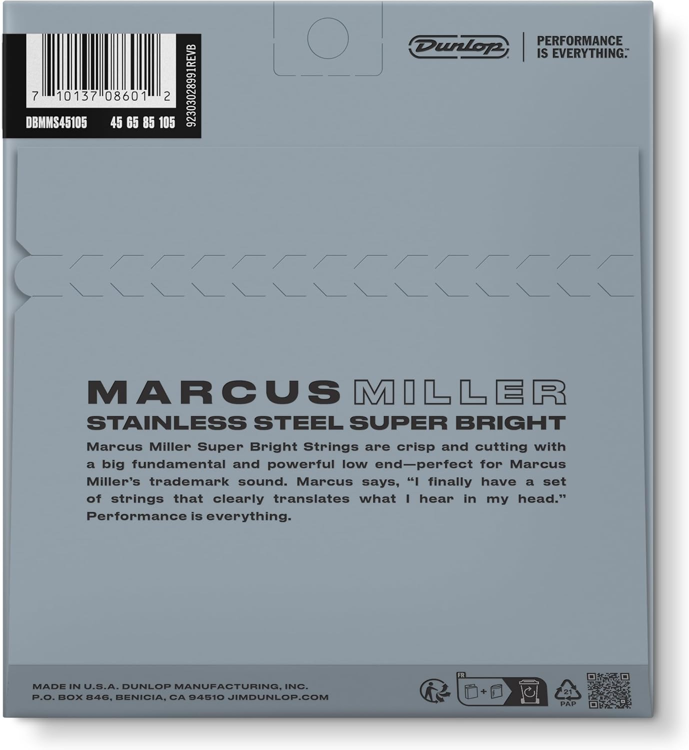 Dunlop DBMMS45105 Marcus Miller Super Bright Bass Strings, Medium.045&ndash;.105, 4 Strings/Set image number 4