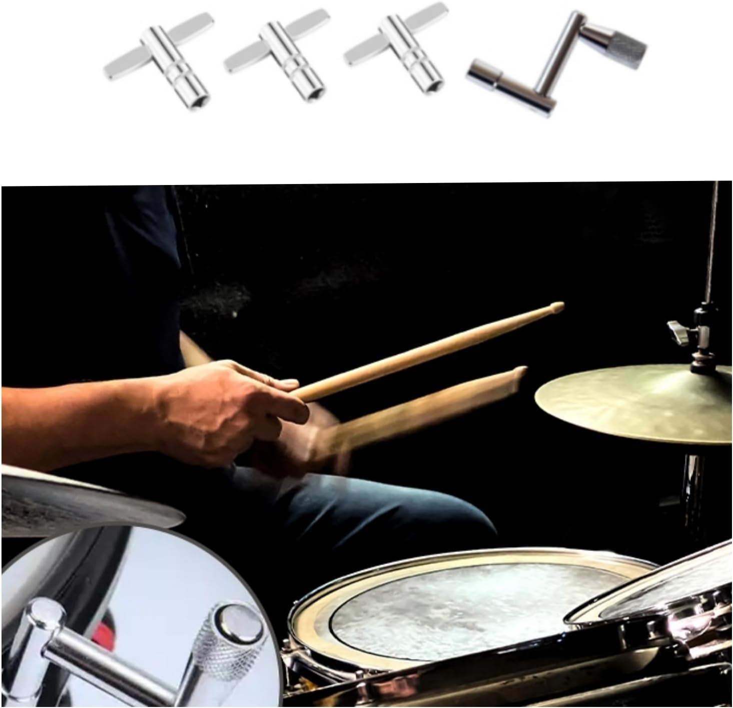 Universal Drum Kit Accessories Z T Drum Keys 3Pcs Drum Tuning Key with 1Pcs Continuous Standard Motion Speed Key