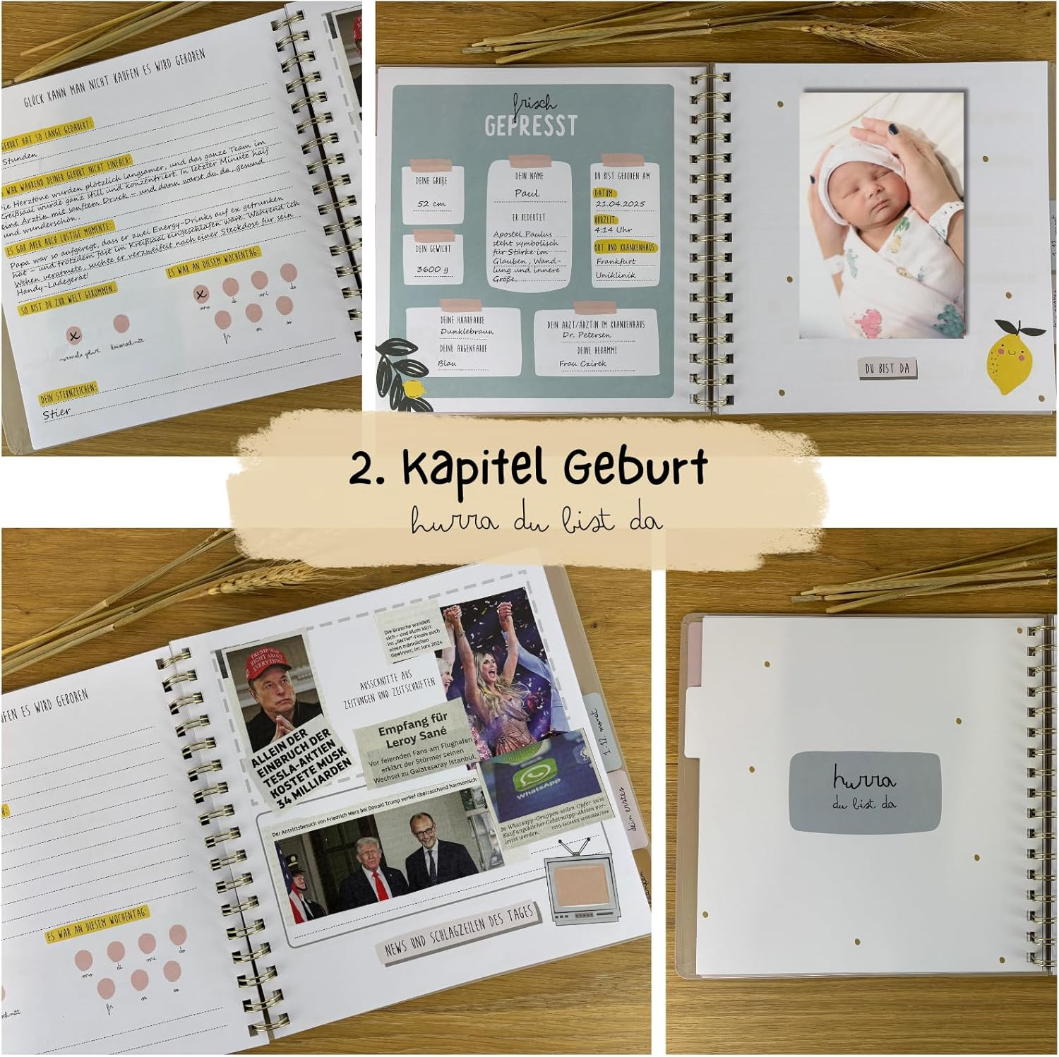 Baby Album My First Year, Memory Book to Fill In, Baby Diary with 5 Index Dividers and 54 Stickers image number 6