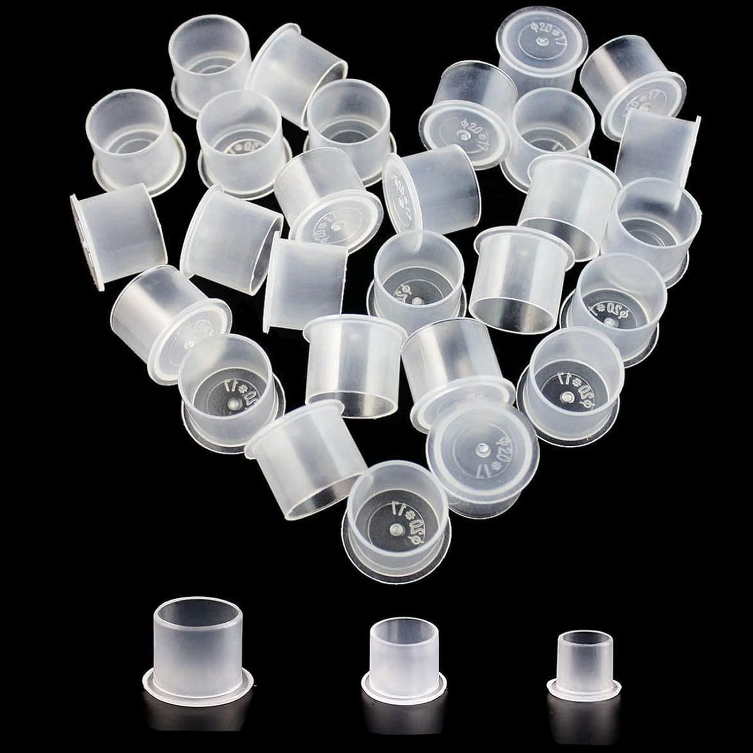 Tattoo Ink Caps-Yuelong Tattoo Ink Cups with Base White, Mixed Sizes #11 Small #14 Medium #17 Large for Tattoo Ink,Tattoo Supplies,Tattoo Kits Mixed 300PCS