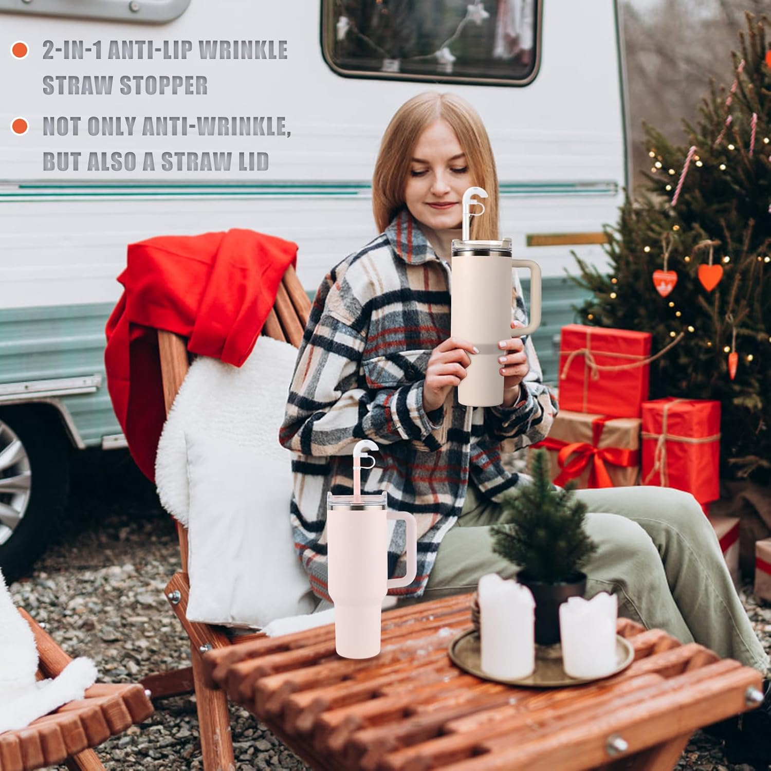 3Pcs Wrinkle Free Straw Cover, Dust-Proof Silicone Straw Anti/No Wrinkle Topper Cap, 40&deg;Inclined Opening Design Reusable Straw Tips Lids for Stanley Tumbler 40Oz 30Oz image number 3