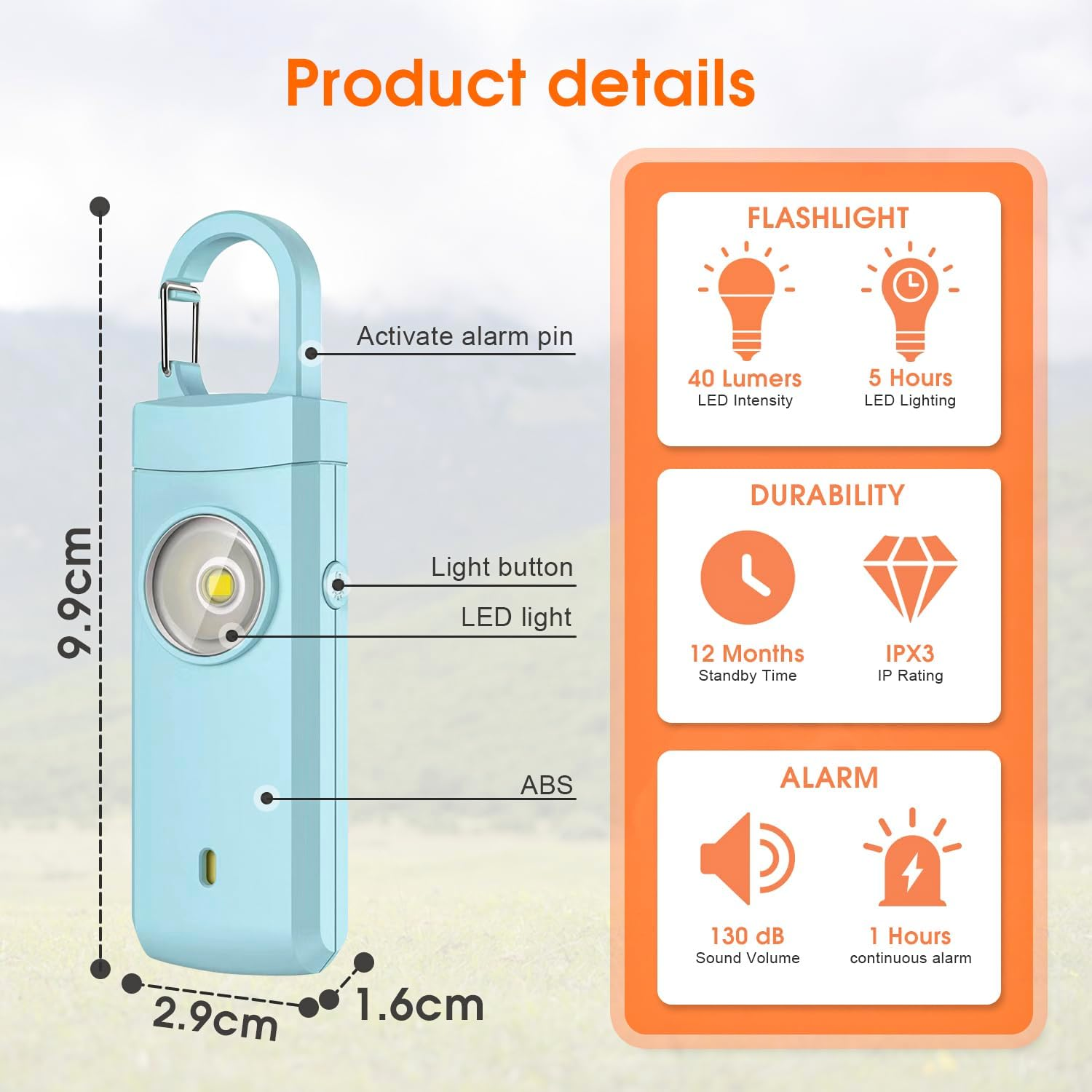 Sonicefit 130Db Rechargeable Personal Alarm for Women & Men, Safety Keychain with Strobe Light & Loud Siren, Security Alarm for Students, Kids, Girls, Elderly - Ideal Christmas/Birthday Gift (Pink) - Pink image number 5